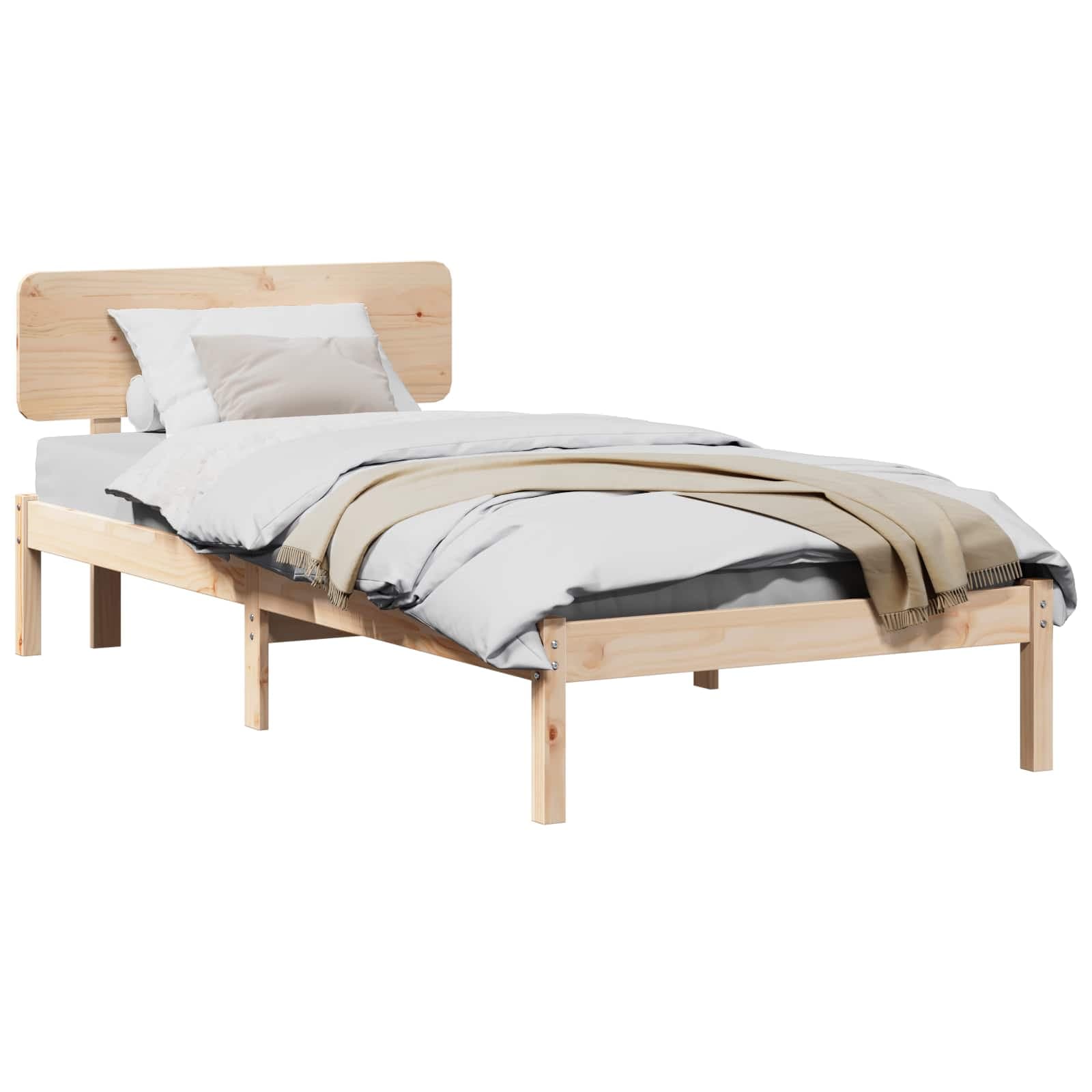 vidaXL Estrutura da Cama com cabeceira Natural 100 x 200 cm