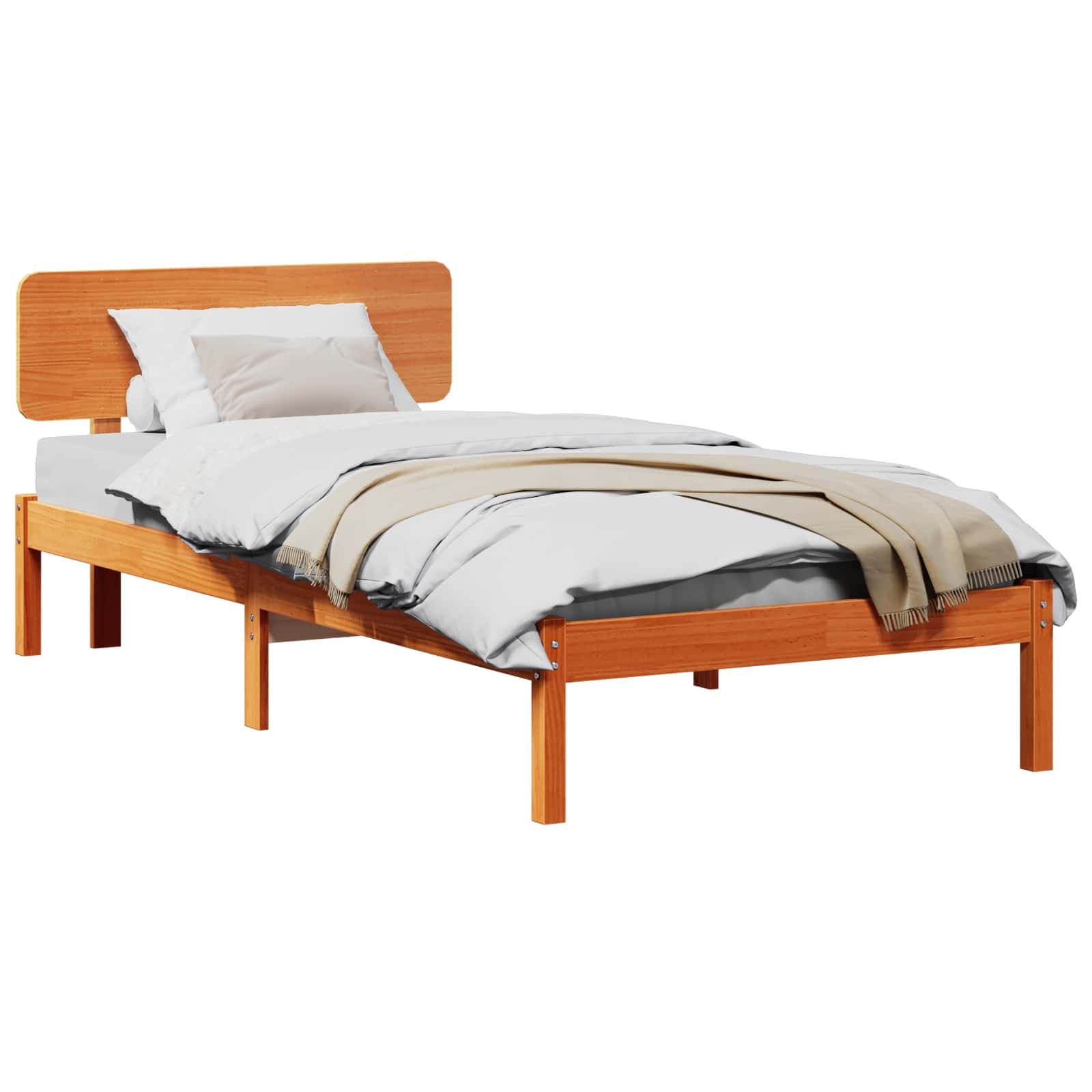 vidaXL Estrutura da Cama com cabeceira Marrom Cera 75 x 190 cm