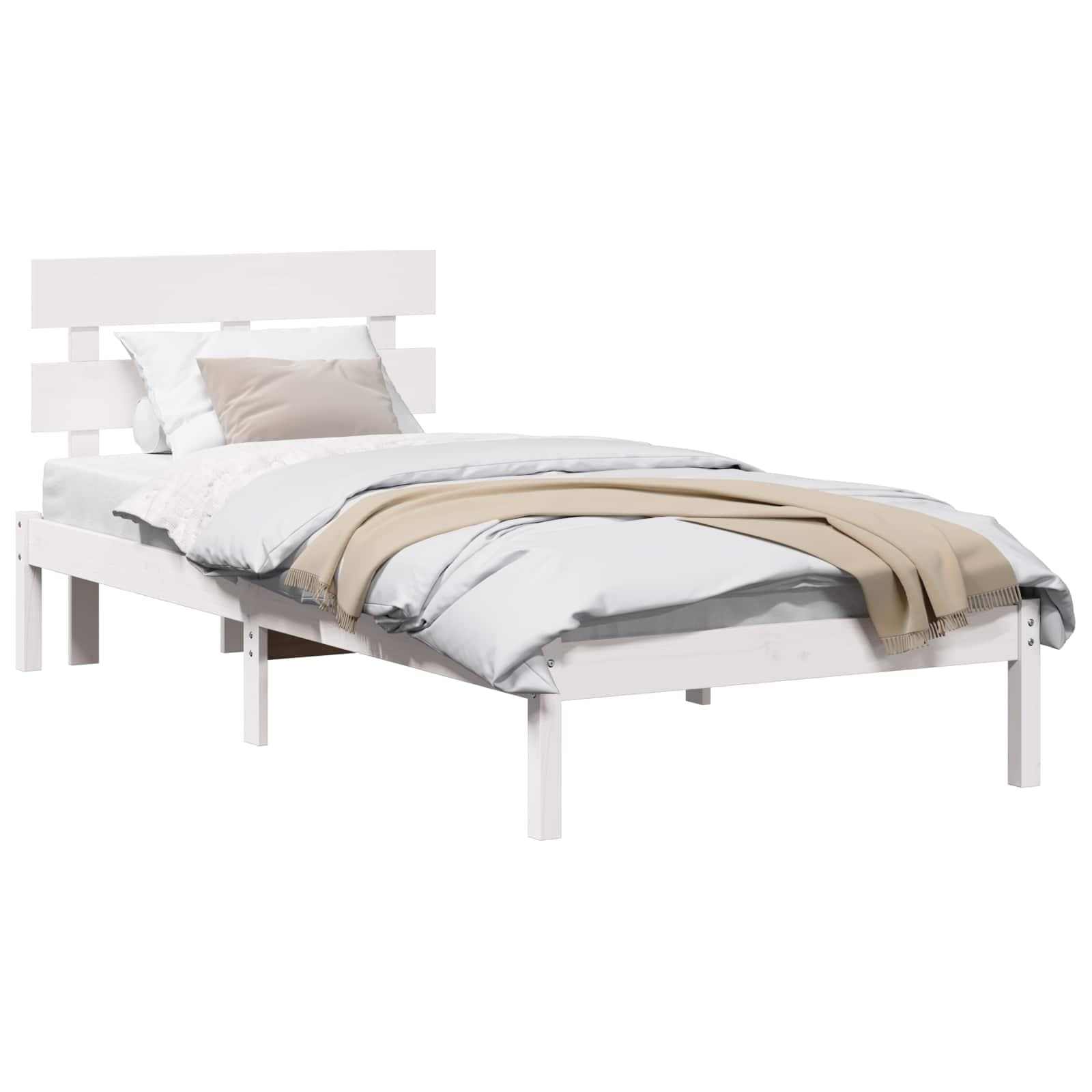 vidaXL Estrutura da Cama Branco 90 x 200 cm Madeira de pinho maciça