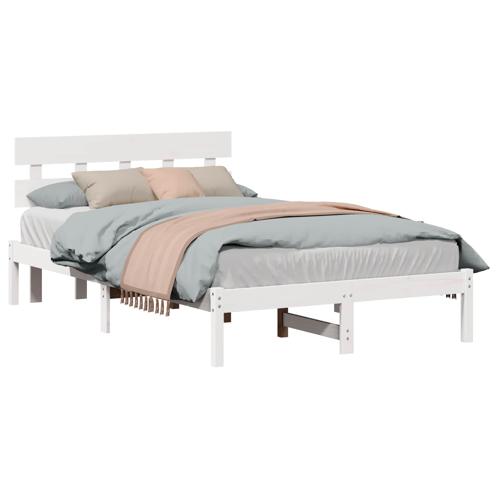 vidaXL Estrutura da Cama Branco 140 x 190 cm Madeira de pinho maciça