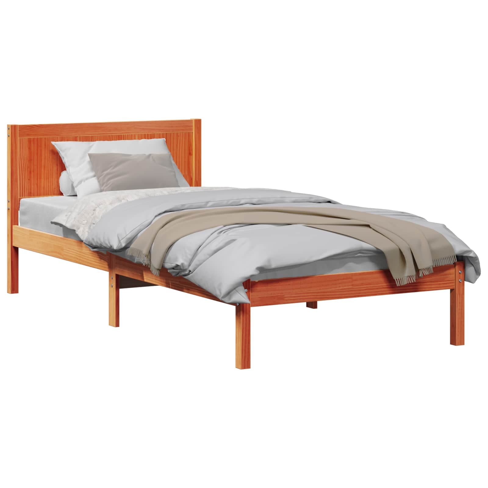 vidaXL Estrutura da Cama Castanho 90 x 200 cm Madeira de pinho maciça