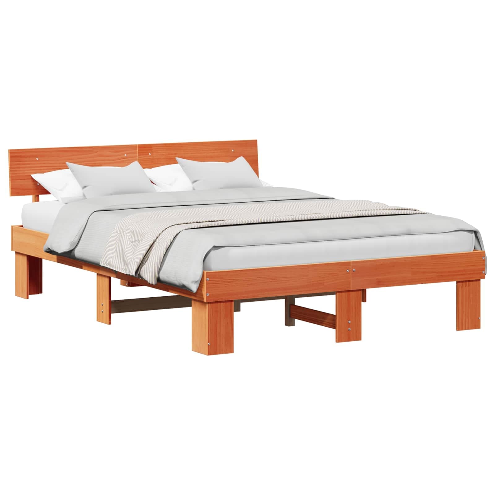 vidaXL Estrutura da Cama com cabeceira Marrom Cera 150 x 200 cm