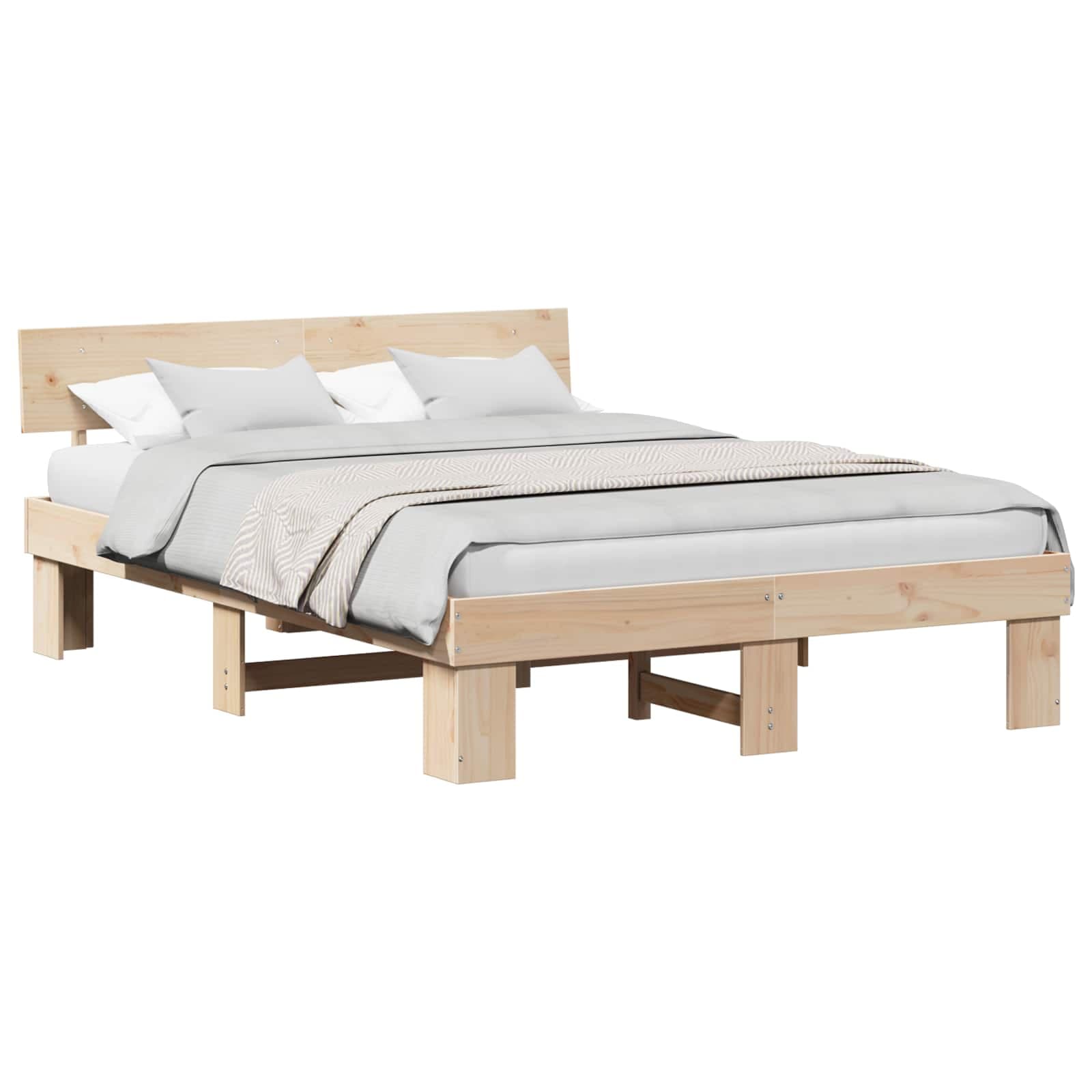 vidaXL Estrutura da Cama com cabeceira Natural 140 x 200 cm