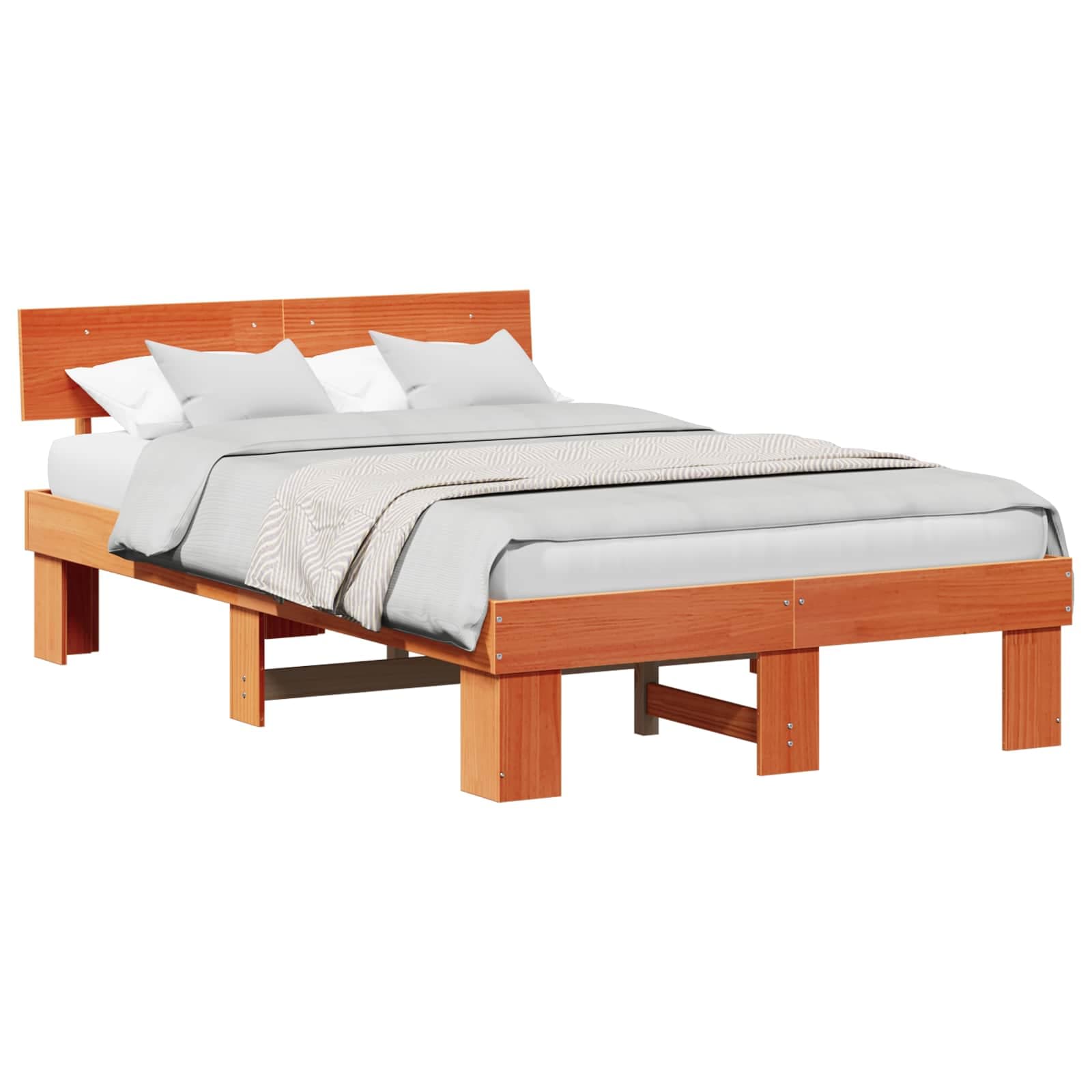 vidaXL Estrutura da Cama com cabeceira Marrom Cera 120 x 200 cm