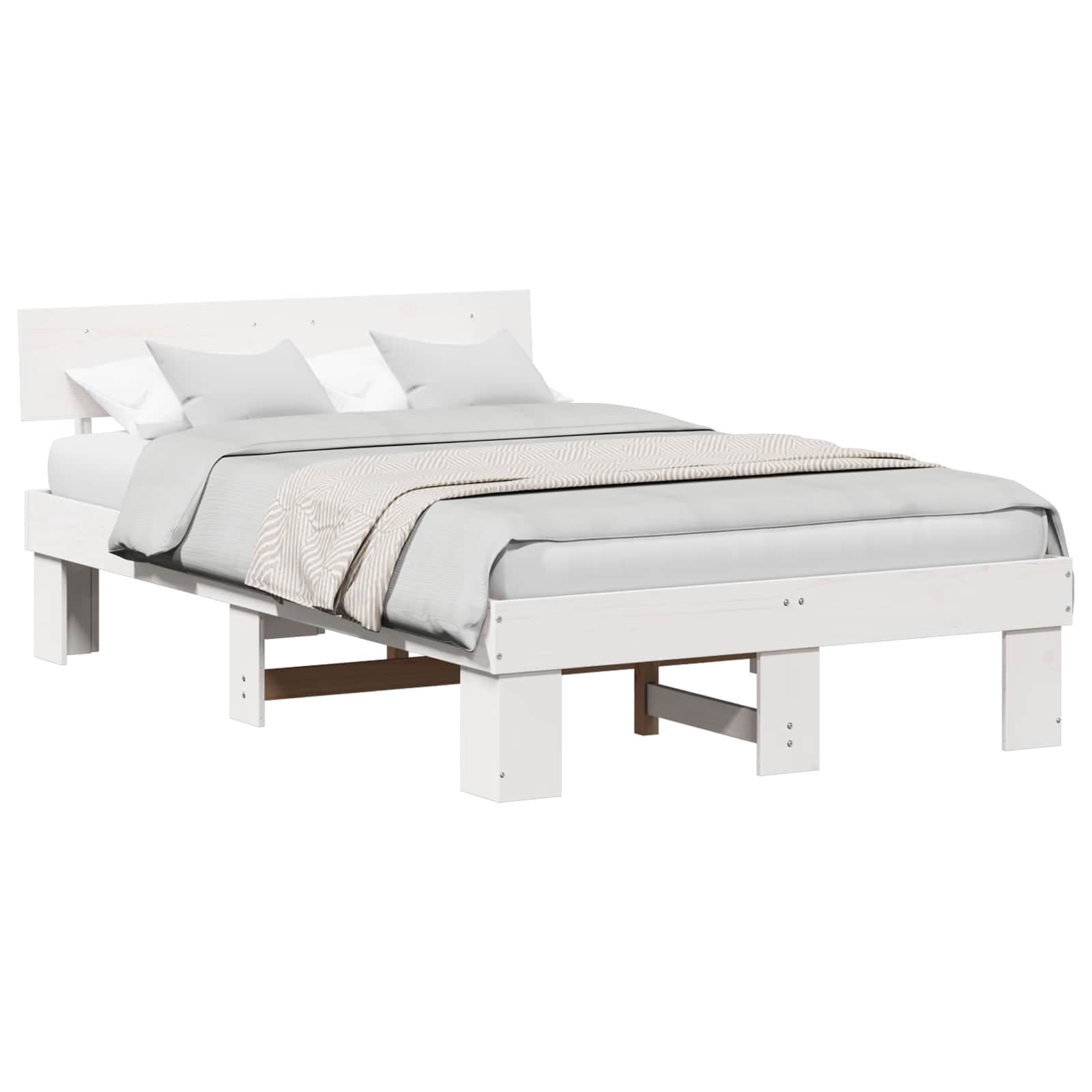 vidaXL Estrutura da Cama com cabeceira Branco 140 x 190 cm