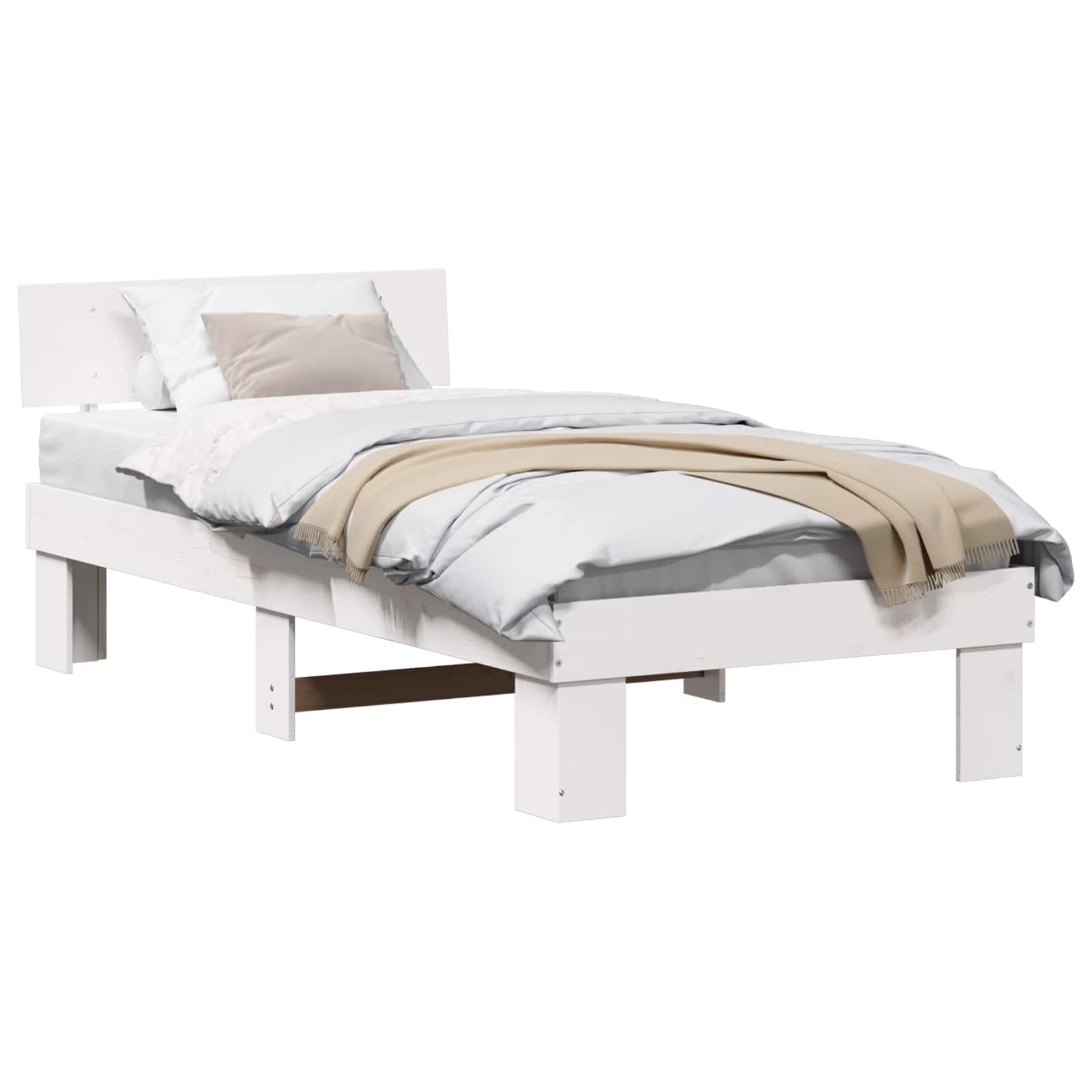vidaXL Estrutura da Cama Branco 90 x 200 cm Madeira de Pinheiro Sólida