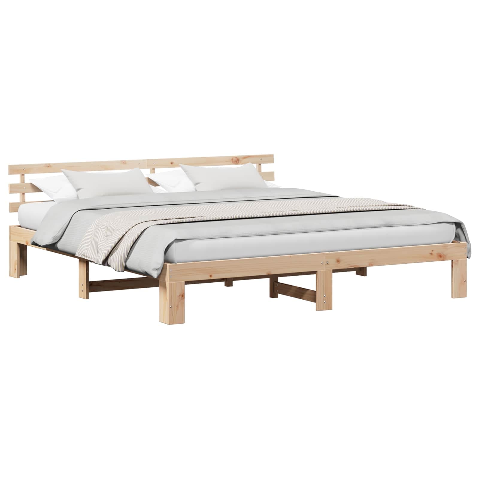 vidaXL Estrutura da Cama com cabeceira Natural 180 x 200 cm
