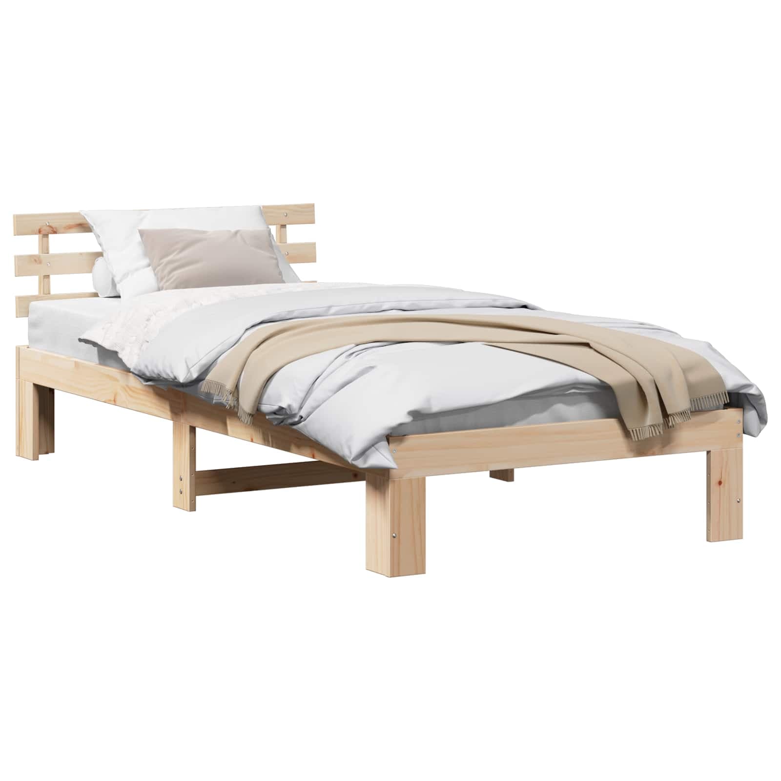 vidaXL Estrutura da Cama com cabeceira Natural 100 x 200 cm