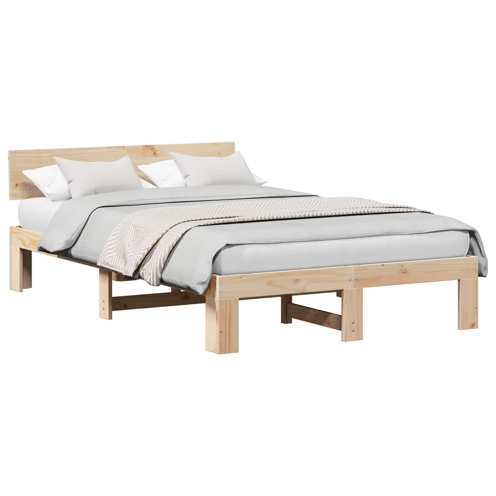 vidaXL Estrutura da Cama com cabeceira Natural 120 x 190 cm