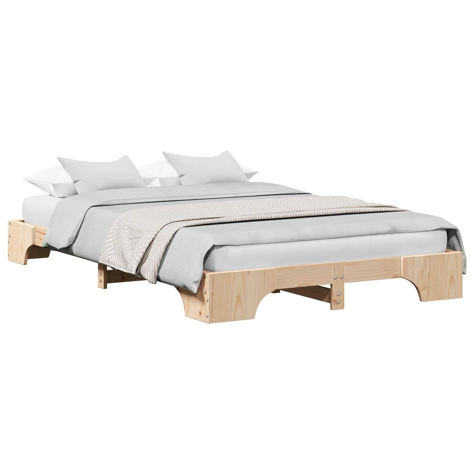 vidaXL Estrutura da Cama Natural 135 x 190 cm