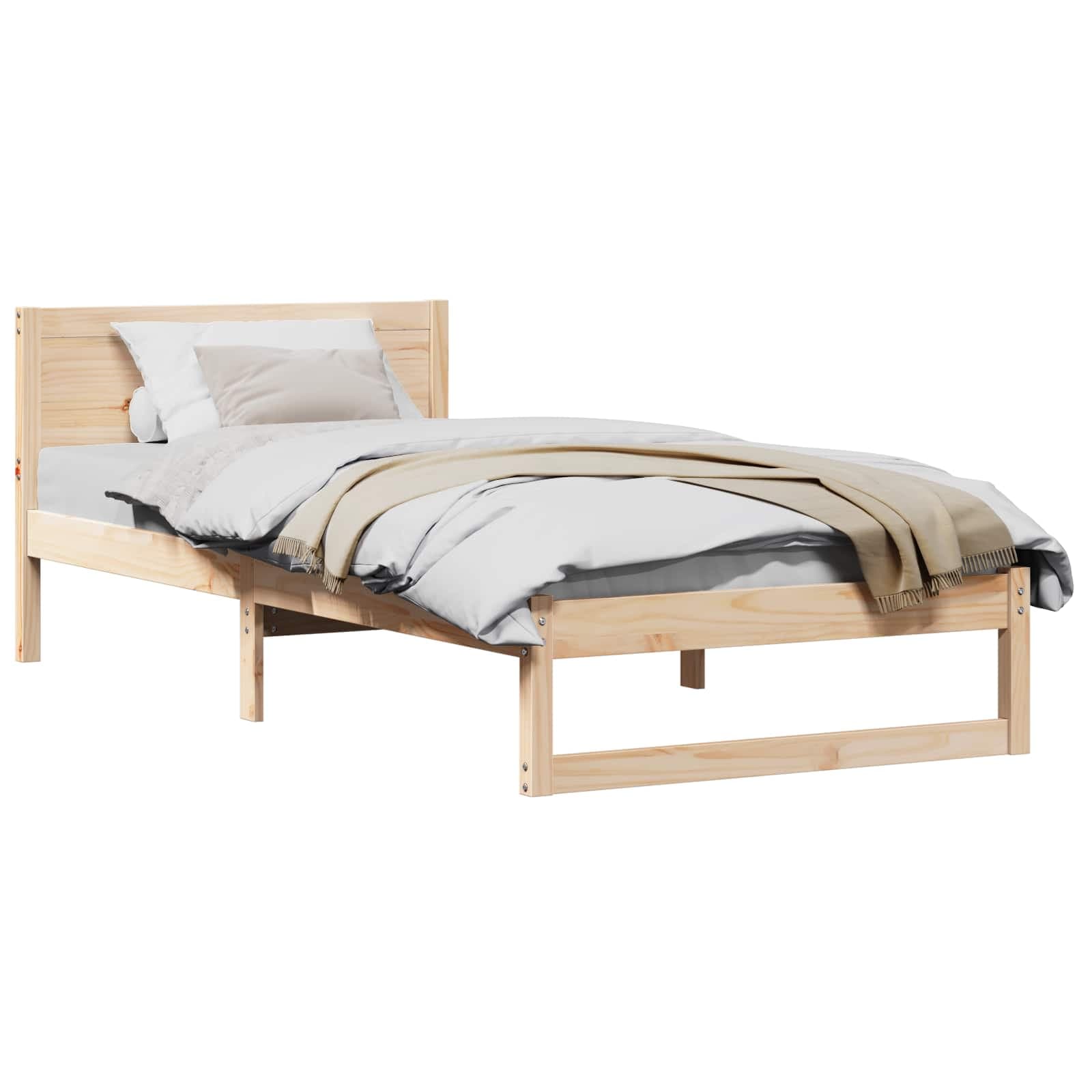 vidaXL Estrutura da Cama com cabeceira Natural 100 x 200 cm