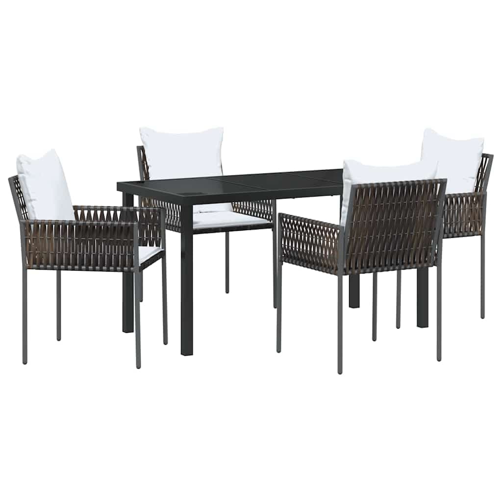 vidaXL Conjunto de Jantar para Jardim 5 pcs Marrom e Preto