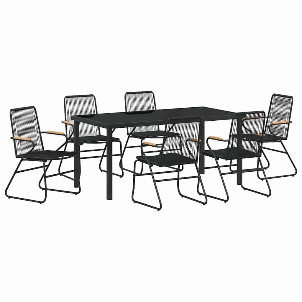 vidaXL Conjunto de Jantar para Jardim 7 pcs Preto Aço revestido a pó