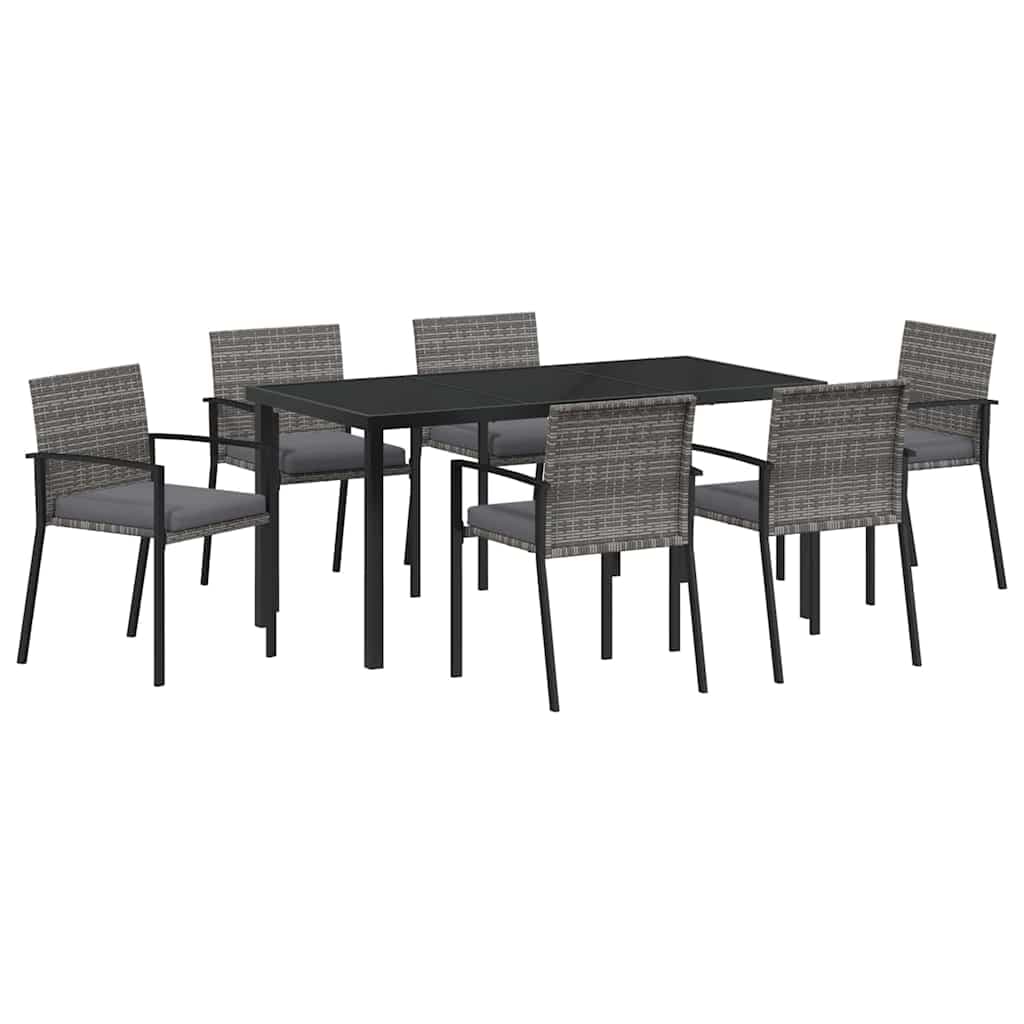 vidaXL Conjunto de Jantar para Jardim 7 pcs Cinzeto Aço revestido a pó