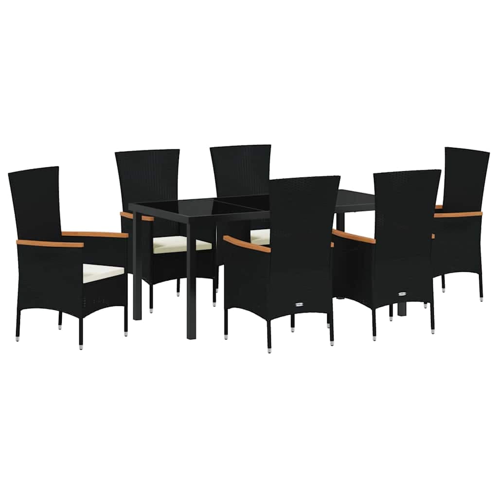 vidaXL Conjunto de Jantar para Jardim 7 pcs Preto Aço revestido a pó