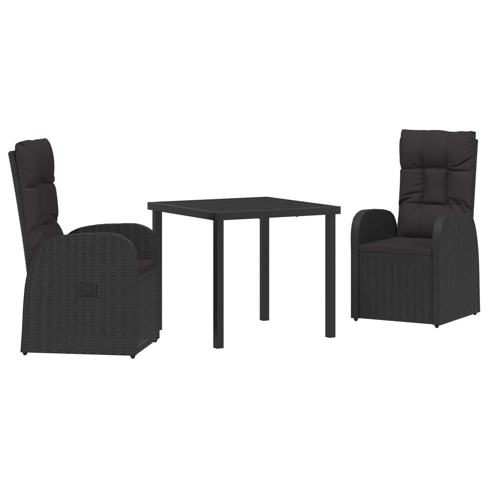 vidaXL Conjunto de Jantar para Jardim com almofada 5 pcs Preto vime PE