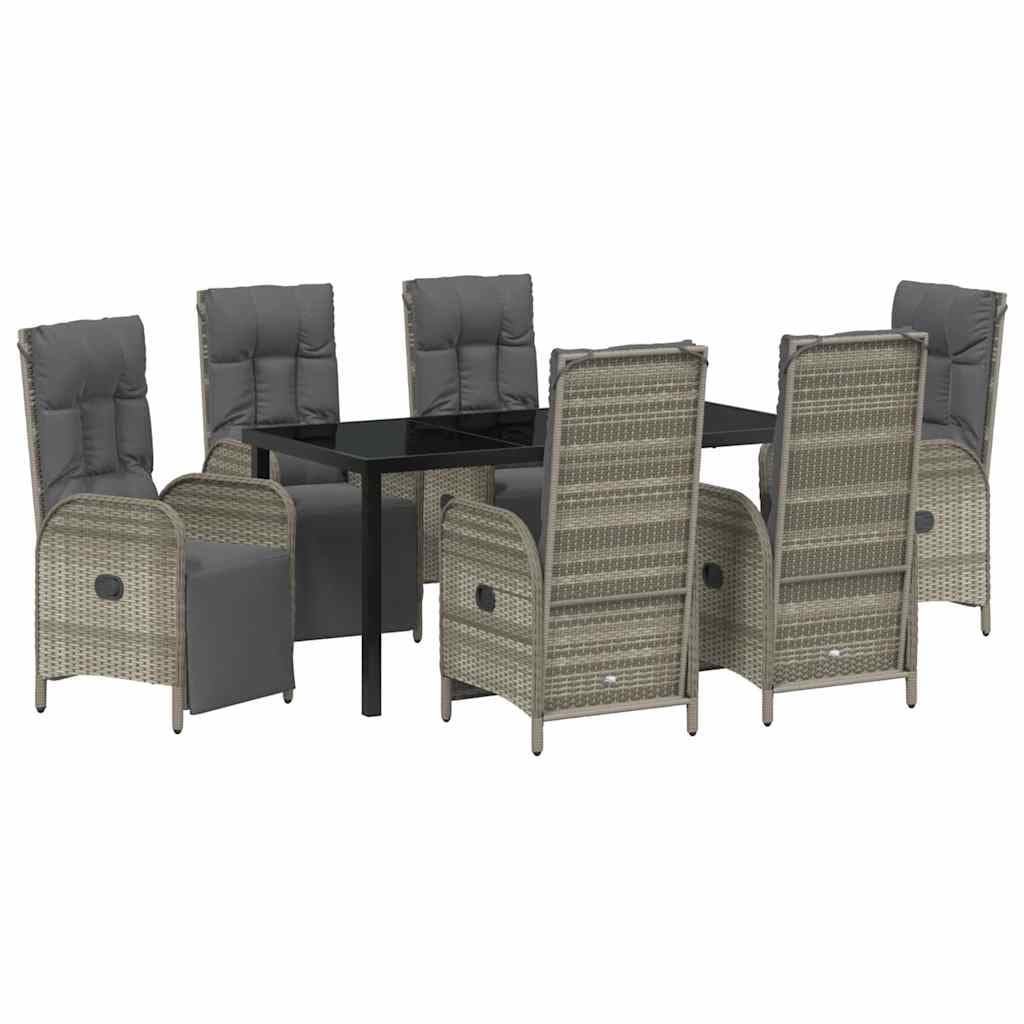vidaXL Conjunto de Jantar para Jardim 7 pcs Cinzeto vime PE