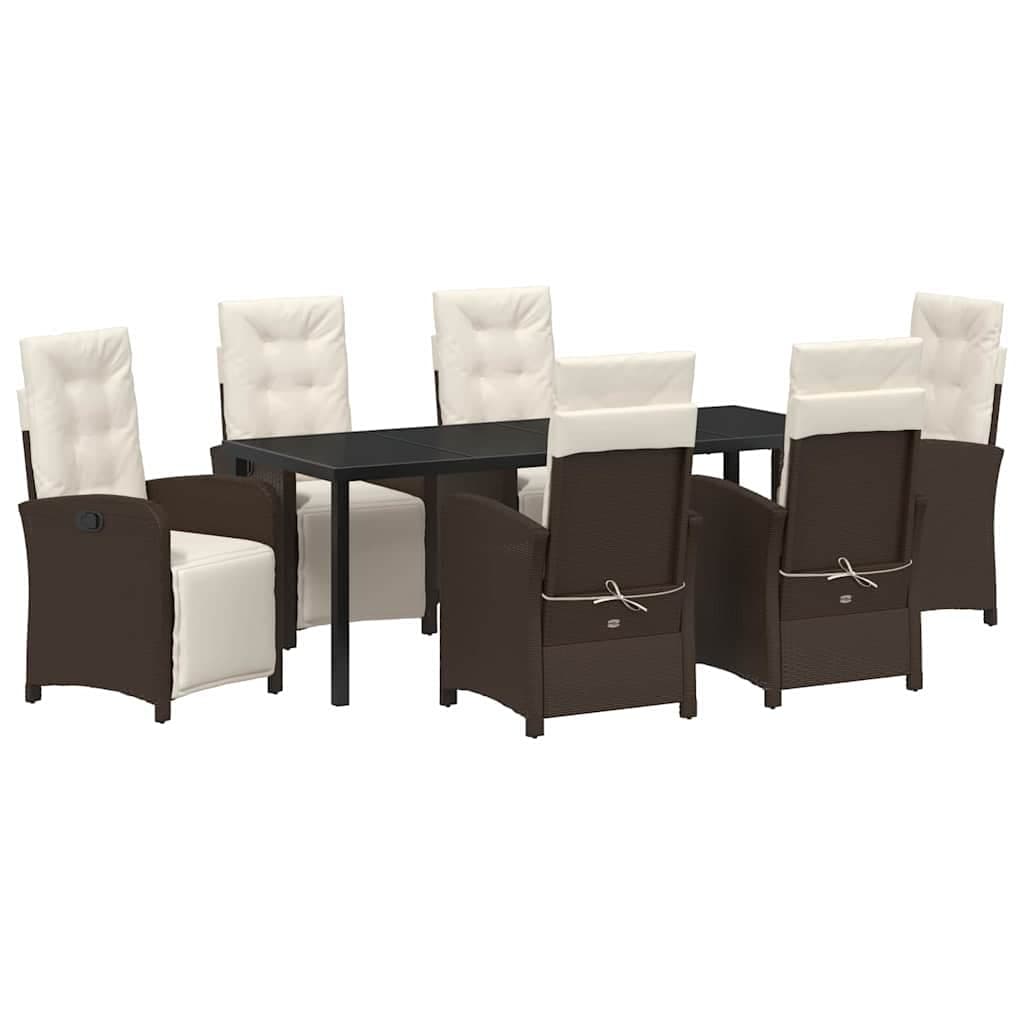 vidaXL Conjunto de Jantar para Jardim 7 pcs Castanho vime PE