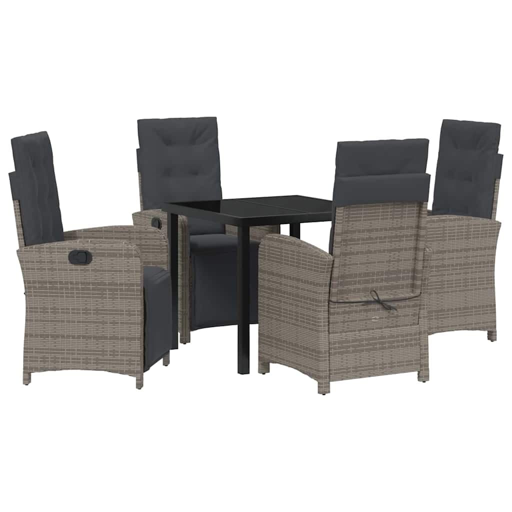 vidaXL Conjunto de Jantar para Jardim 5 pcs Cinzeto vime PE