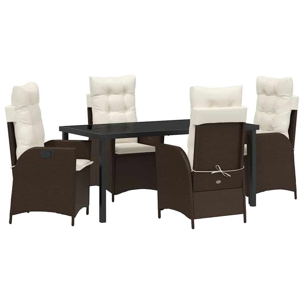 vidaXL Conjunto de Jantar para Jardim 5 pcs Castanho vime PE