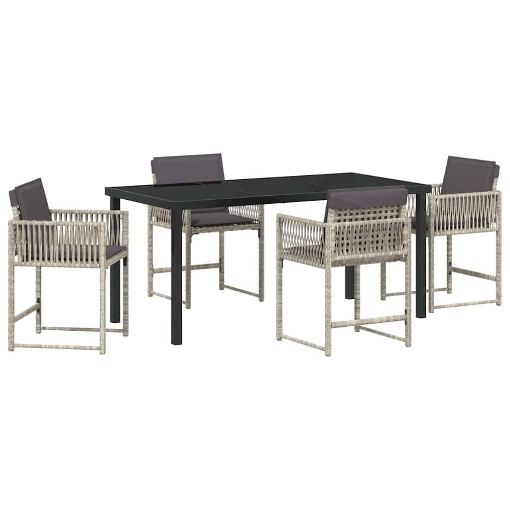 vidaXL Conjunto de Jantar para Jardim 5 pcs Cinzento-claro vime PE