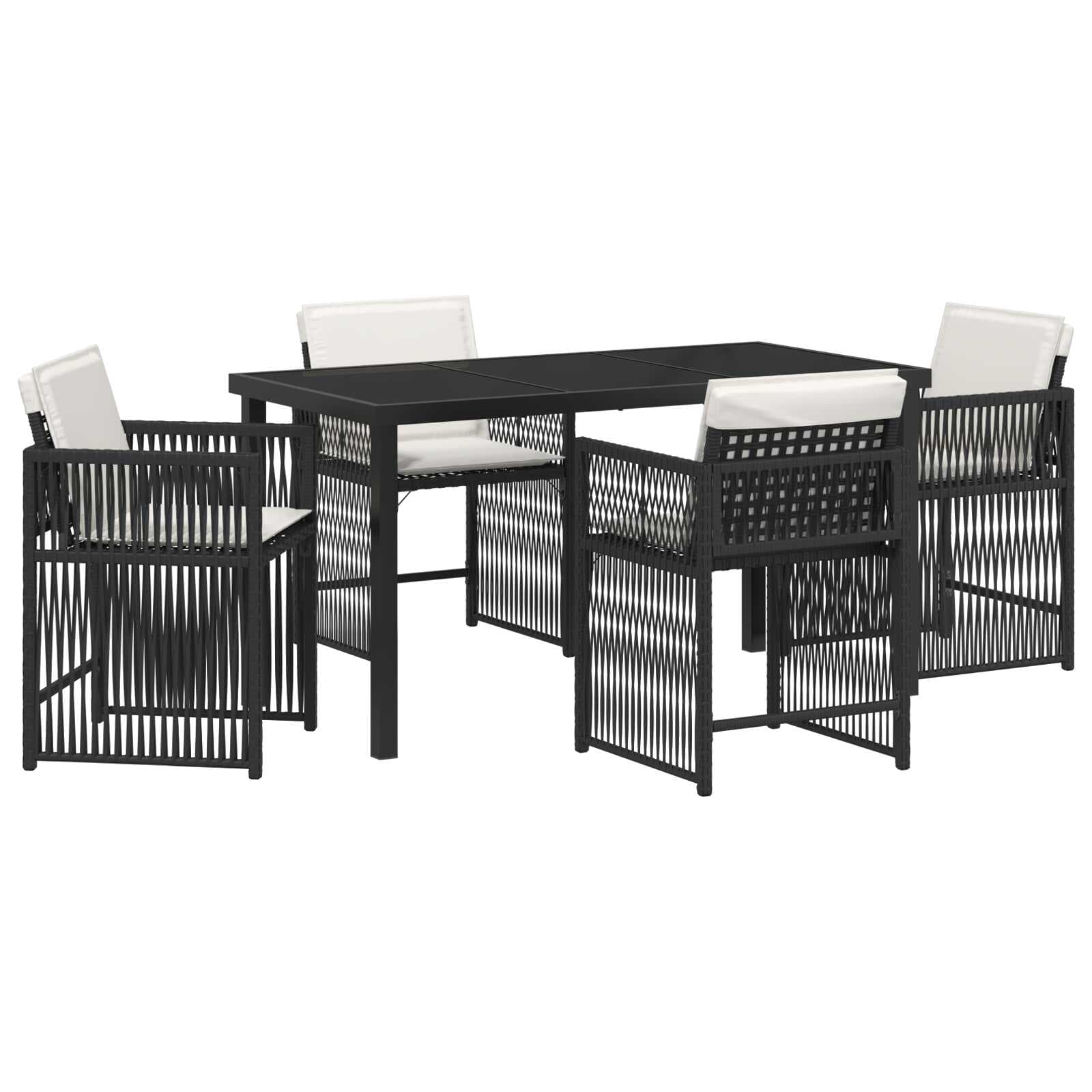 vidaXL Conjunto de Jantar para Jardim 5 pcs Preto vime PE