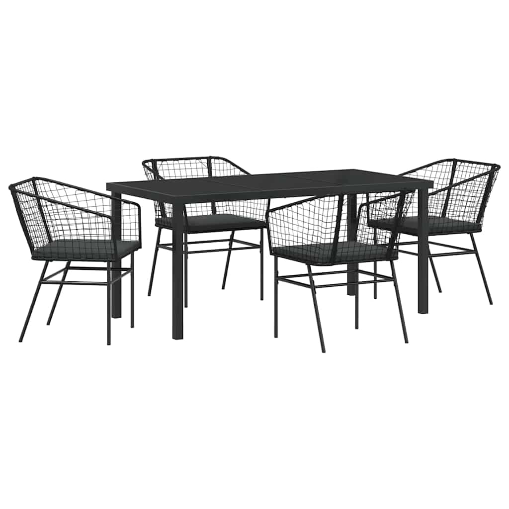 vidaXL Conjunto de Jantar para Jardim 5 pcs Preto vime PE