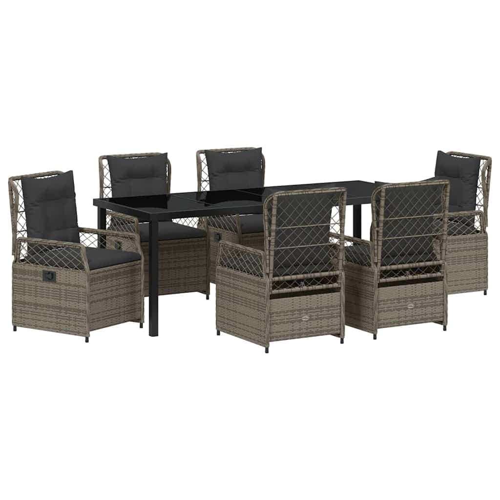 vidaXL Conjunto de Jantar para Jardim 7 pcs Cinzeto vime PE