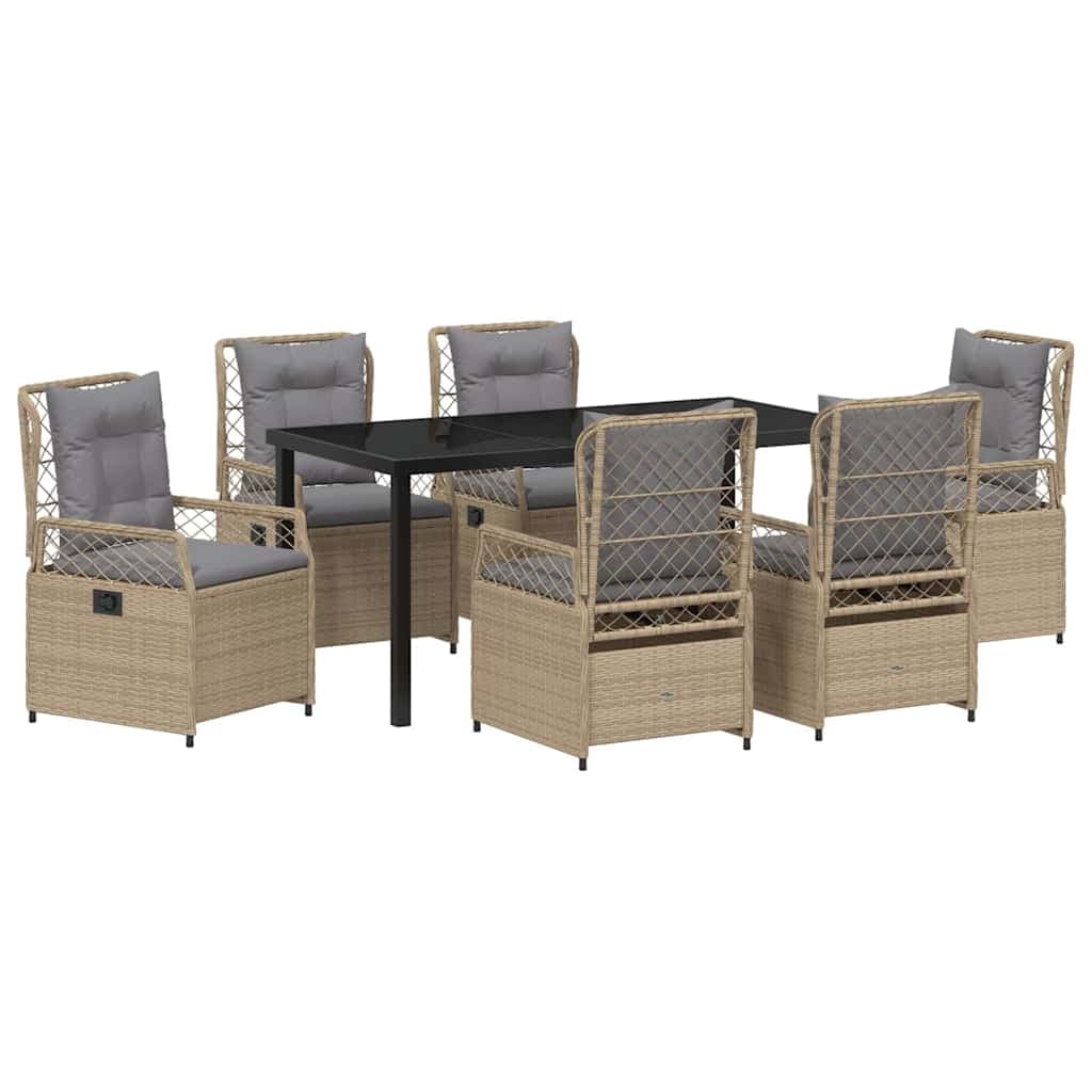 vidaXL Conjunto de Jantar para Jardim 7 pcs Bege e Cinza Claro vime PE