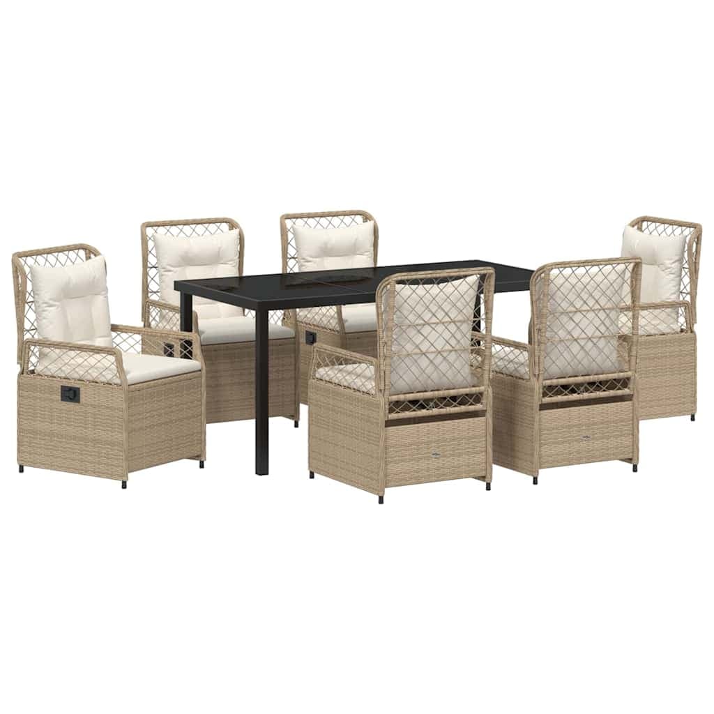 vidaXL Conjunto de Jantar para Jardim 7 pcs Bege e Branco Creme