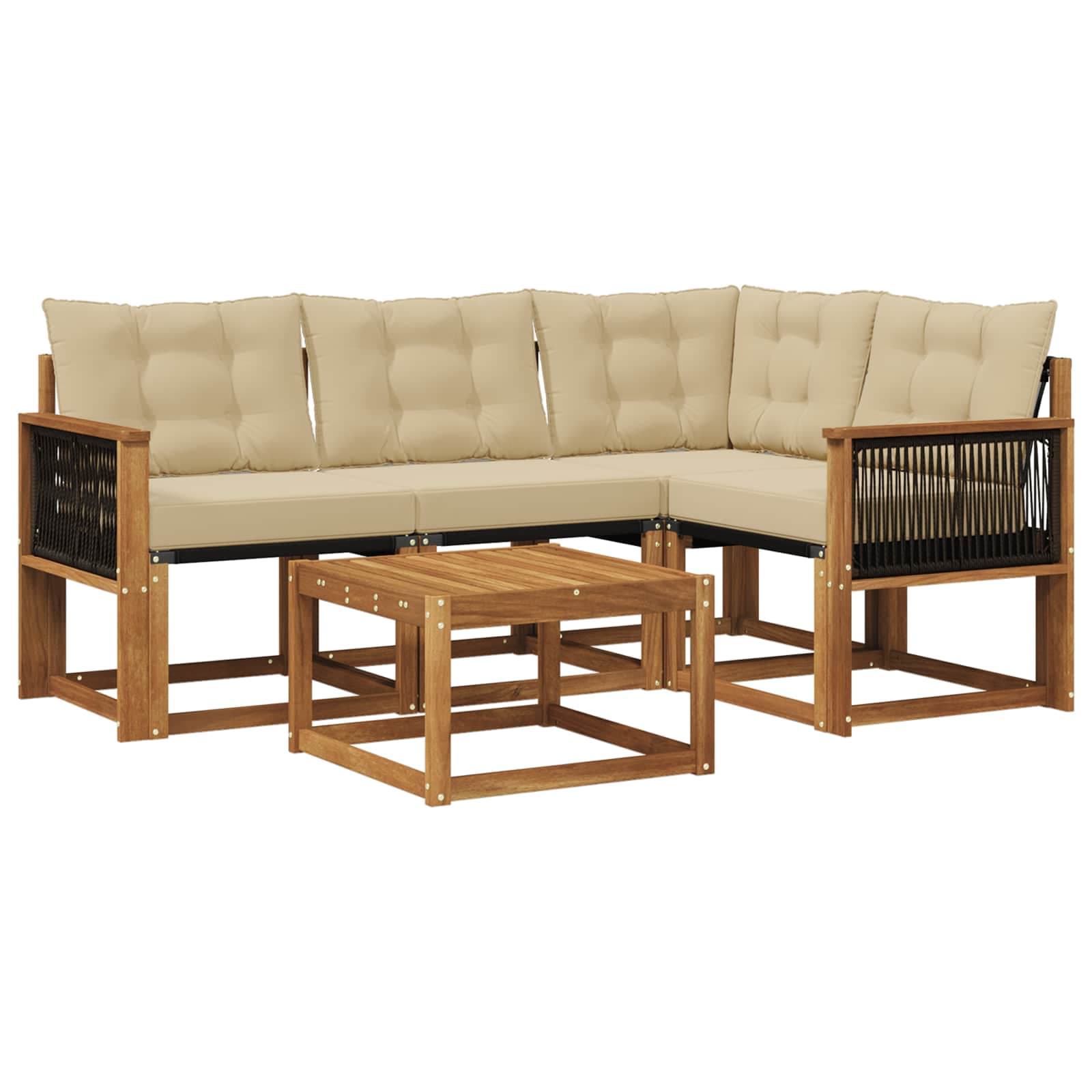 vidaXL Conjunto de Sofás para Exterior 5 pcs Natural e Bege