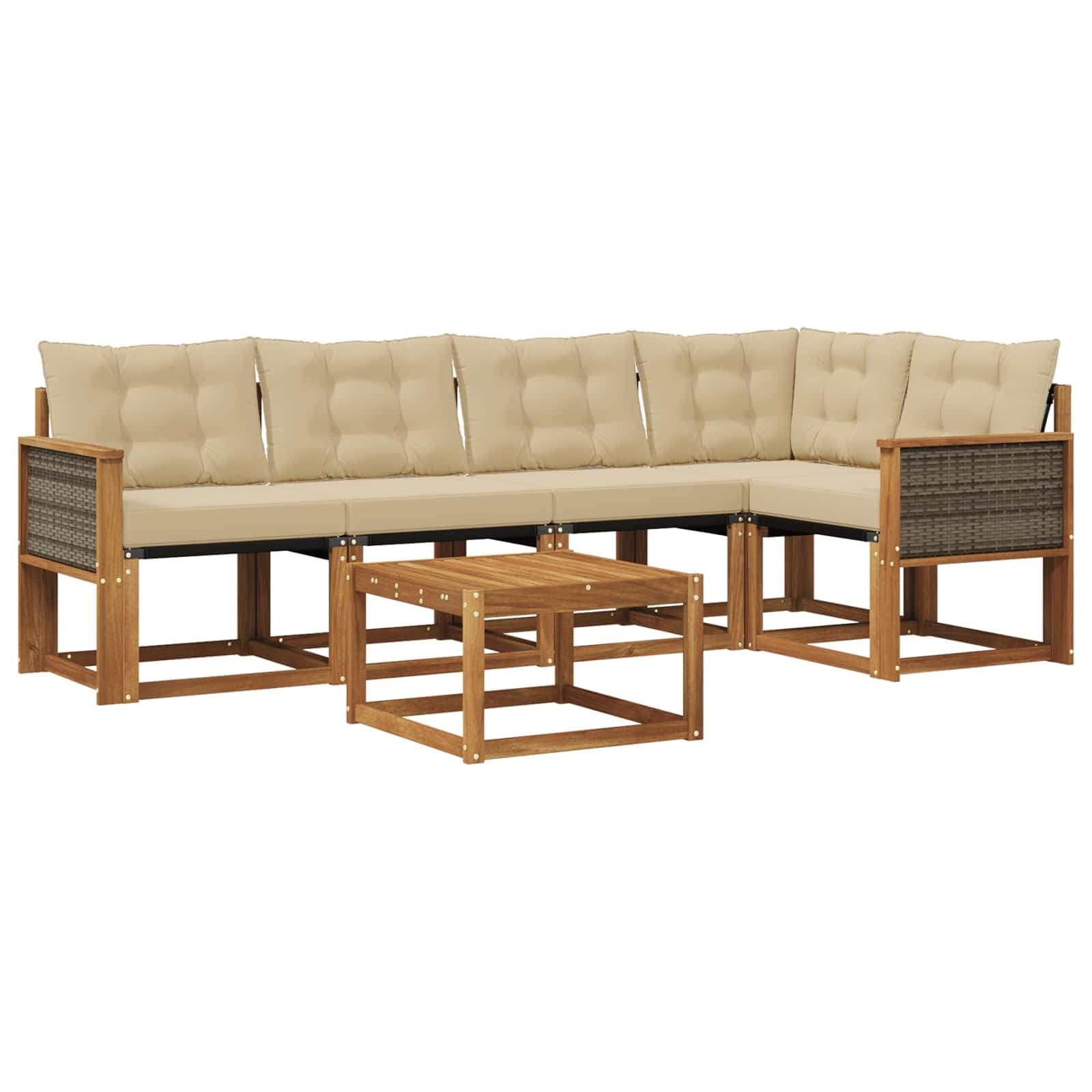 vidaXL Conjunto de Sofás para Exterior 6 pcs Natural e Bege
