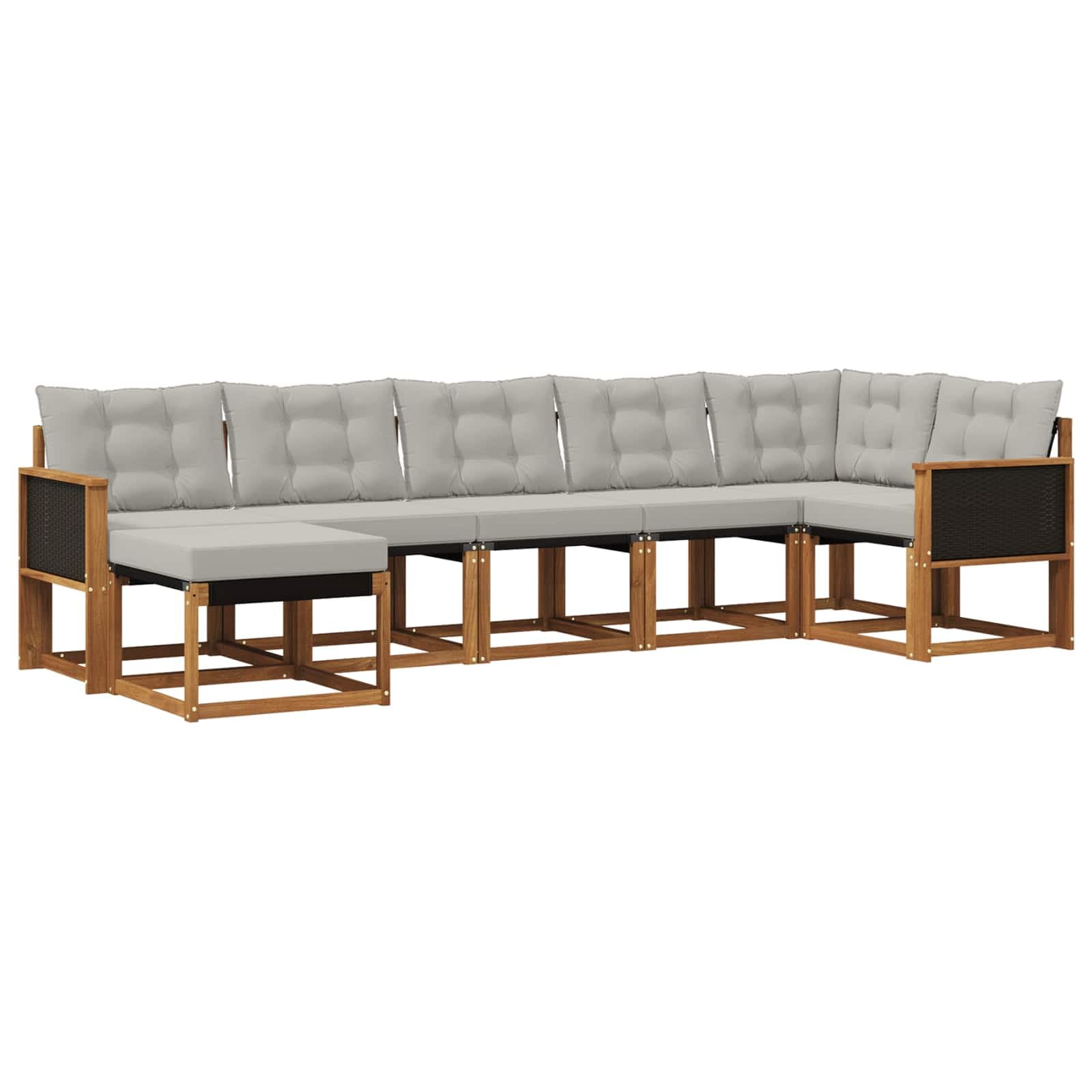 vidaXL Conjunto de Sofás para Exterior 7 pcs Natural e Cinzento-Claro