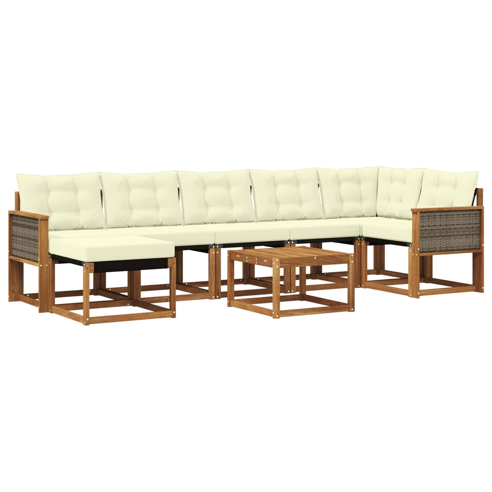 vidaXL Conjunto de Sofás para Exterior 8 pcs Natural e Creme