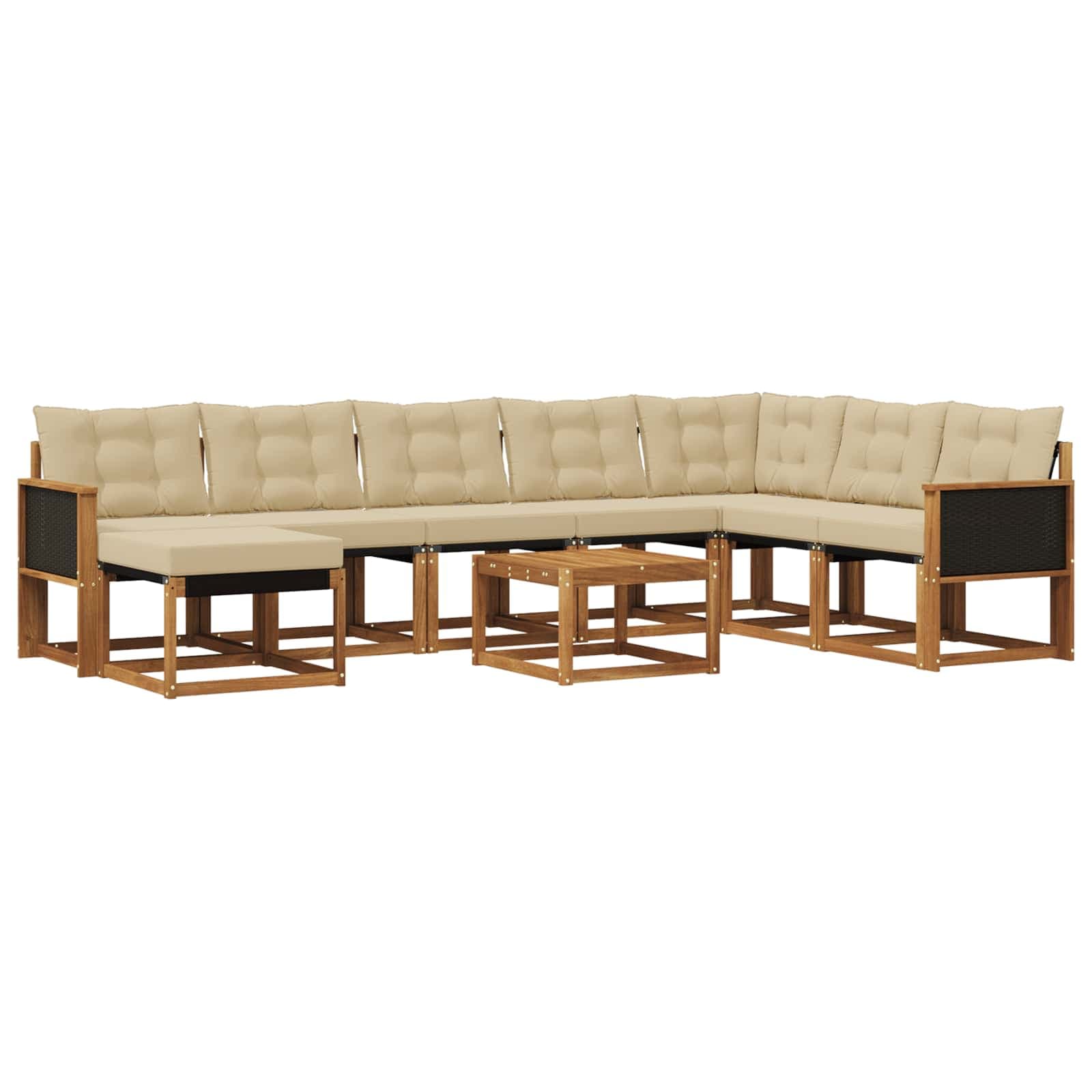 vidaXL Conjunto de Sofás para Exterior 9 pcs Natural e Bege
