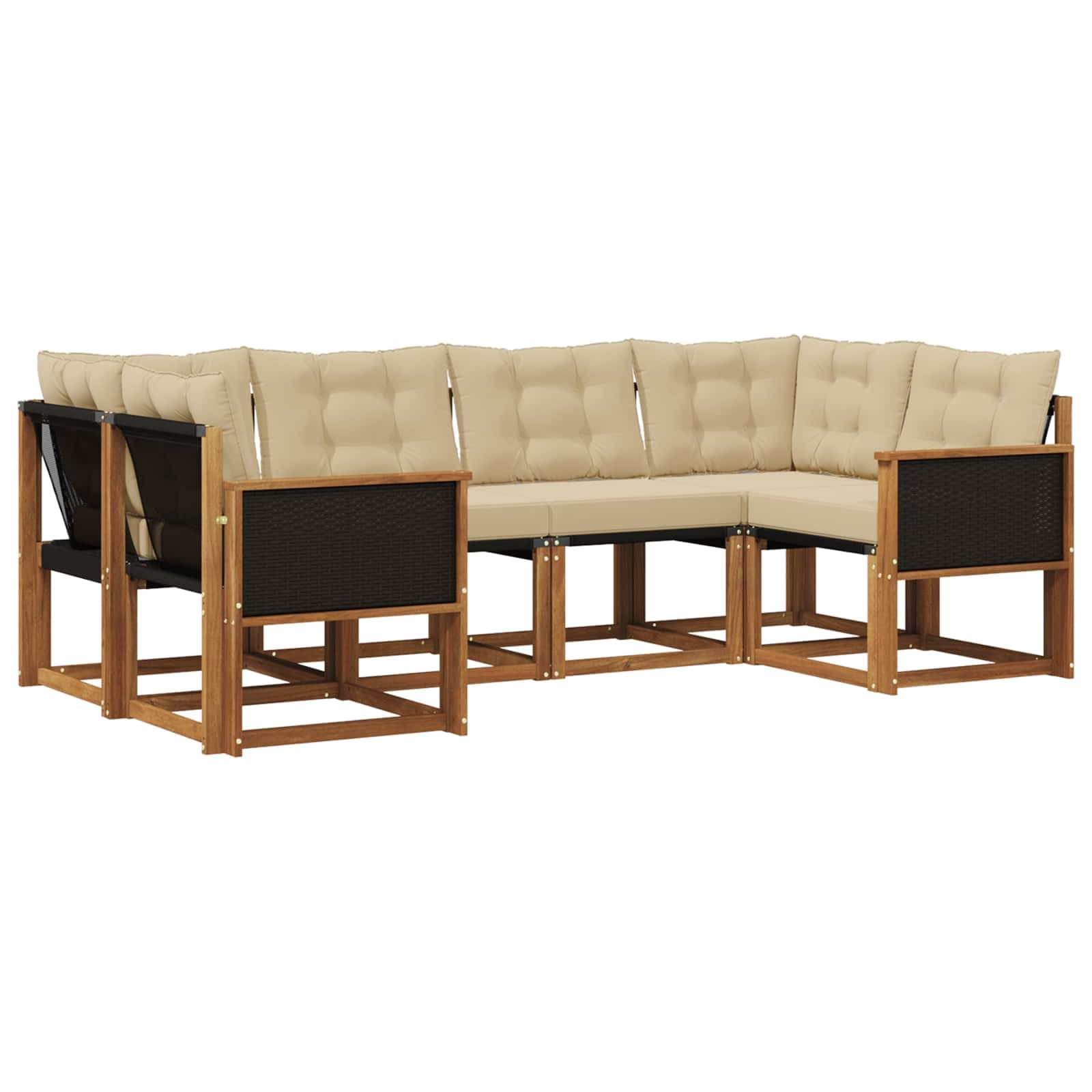 vidaXL Conjunto de Sofás para Exterior 6 pcs Natural e Bege