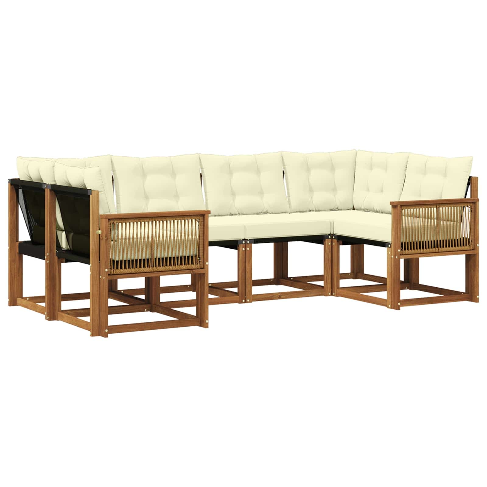 vidaXL Conjunto de Sofás para Exterior 6 pcs Natural e Creme