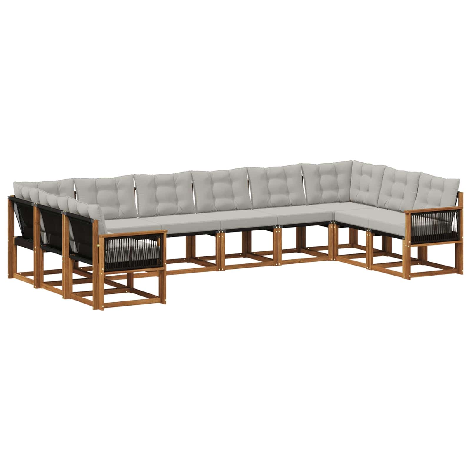 vidaXL Conjunto de Sofás para Exterior 10 pcs Natural e Cinza claro