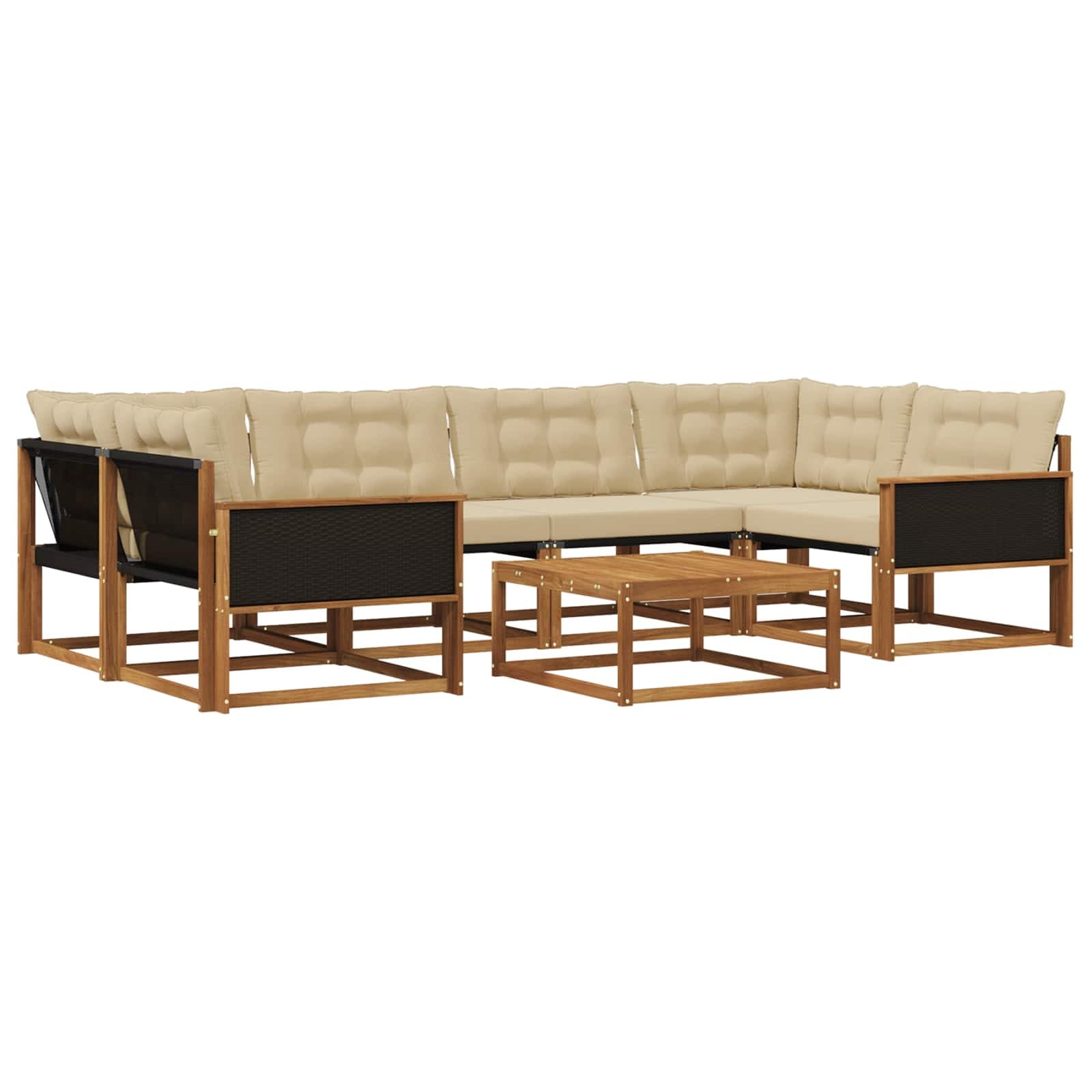 vidaXL Conjunto de Sofás para Exterior 7 pcs Natural e Bege