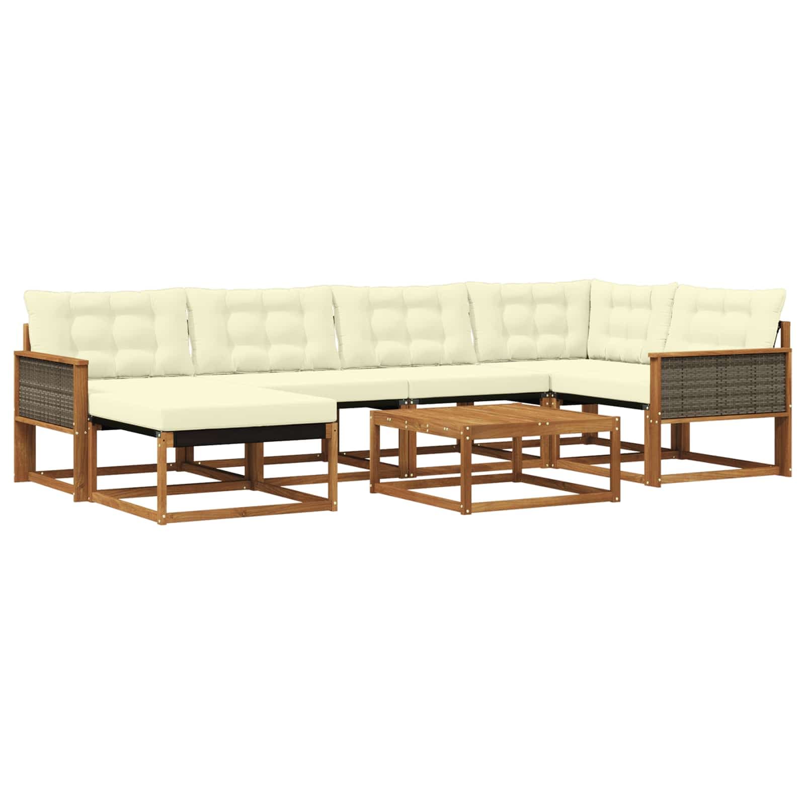 vidaXL Conjunto de Sofás para Exterior 7 pcs Natural e Creme