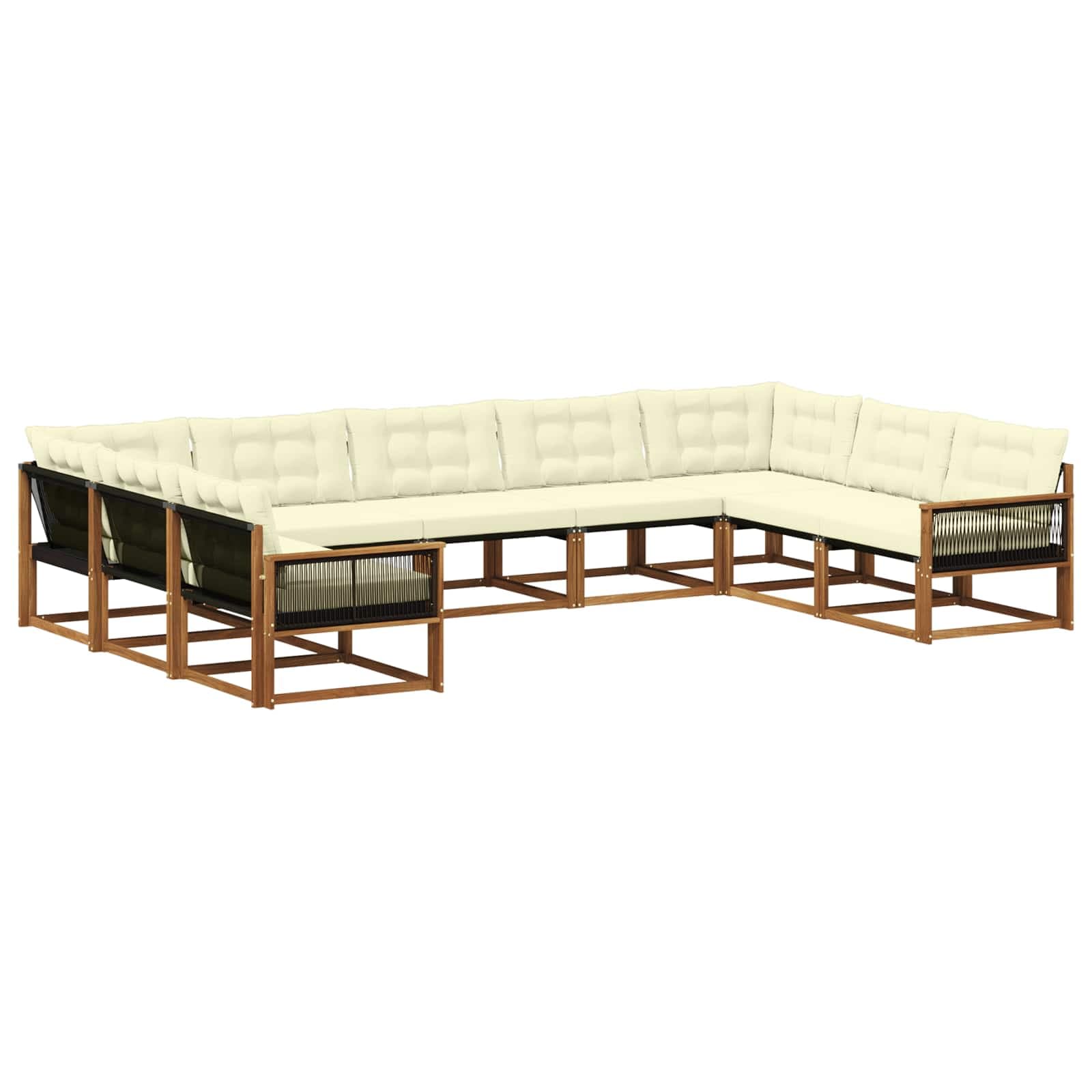 vidaXL Conjunto de Sofás para Exterior 9 pcs Natural e Creme