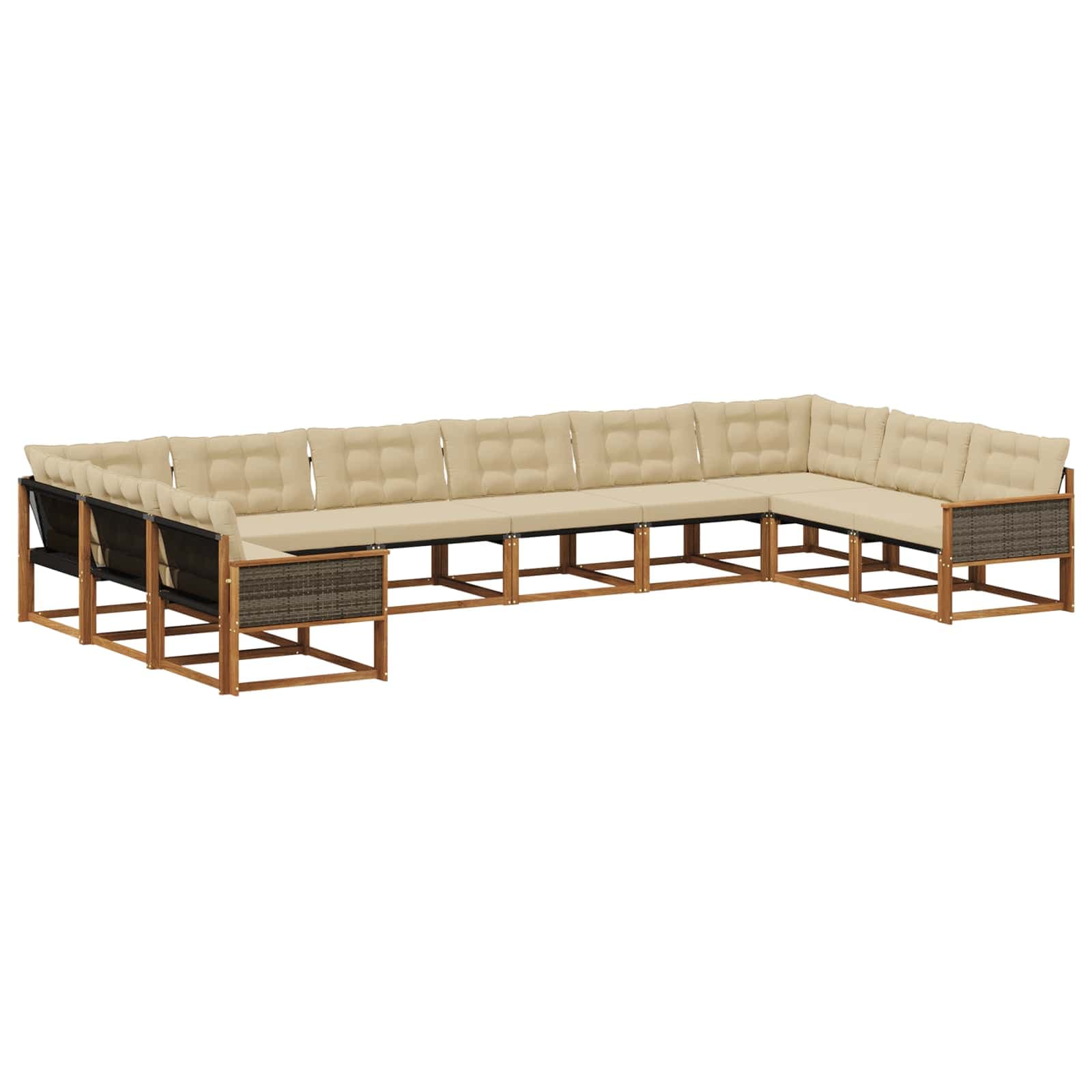 vidaXL Conjunto de Sofás para Exterior 10 pcs Natural e Bege