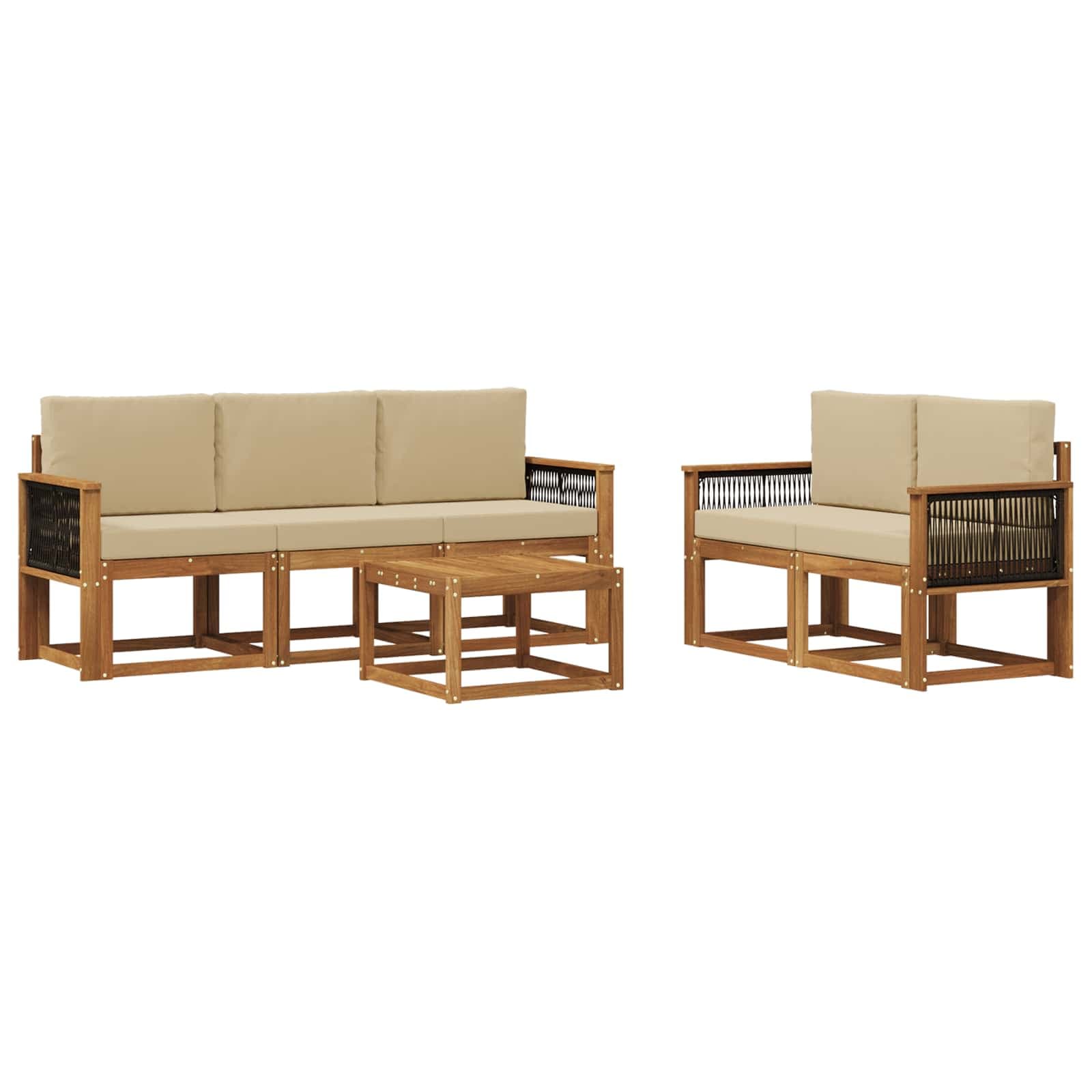 vidaXL Conjunto de Sofás para Exterior com almofada 6 pcs