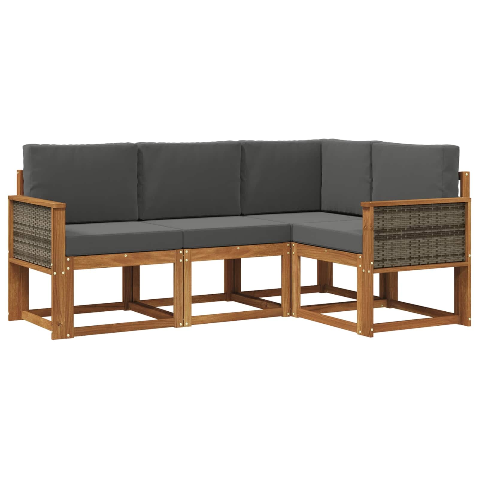 vidaXL Conjunto de Sofás para Exterior 4 pcs Natural e Antracite