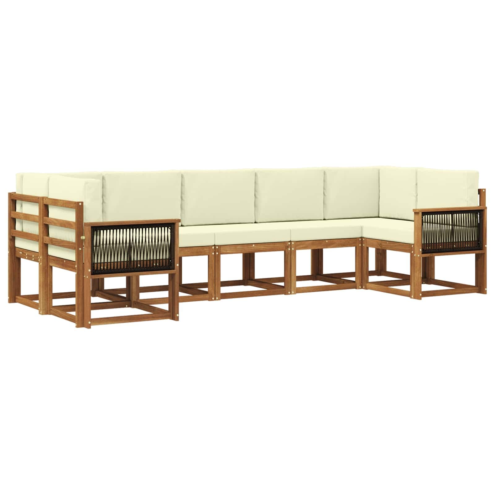vidaXL Conjunto de Sofás para Exterior 7 pcs Natural e Creme