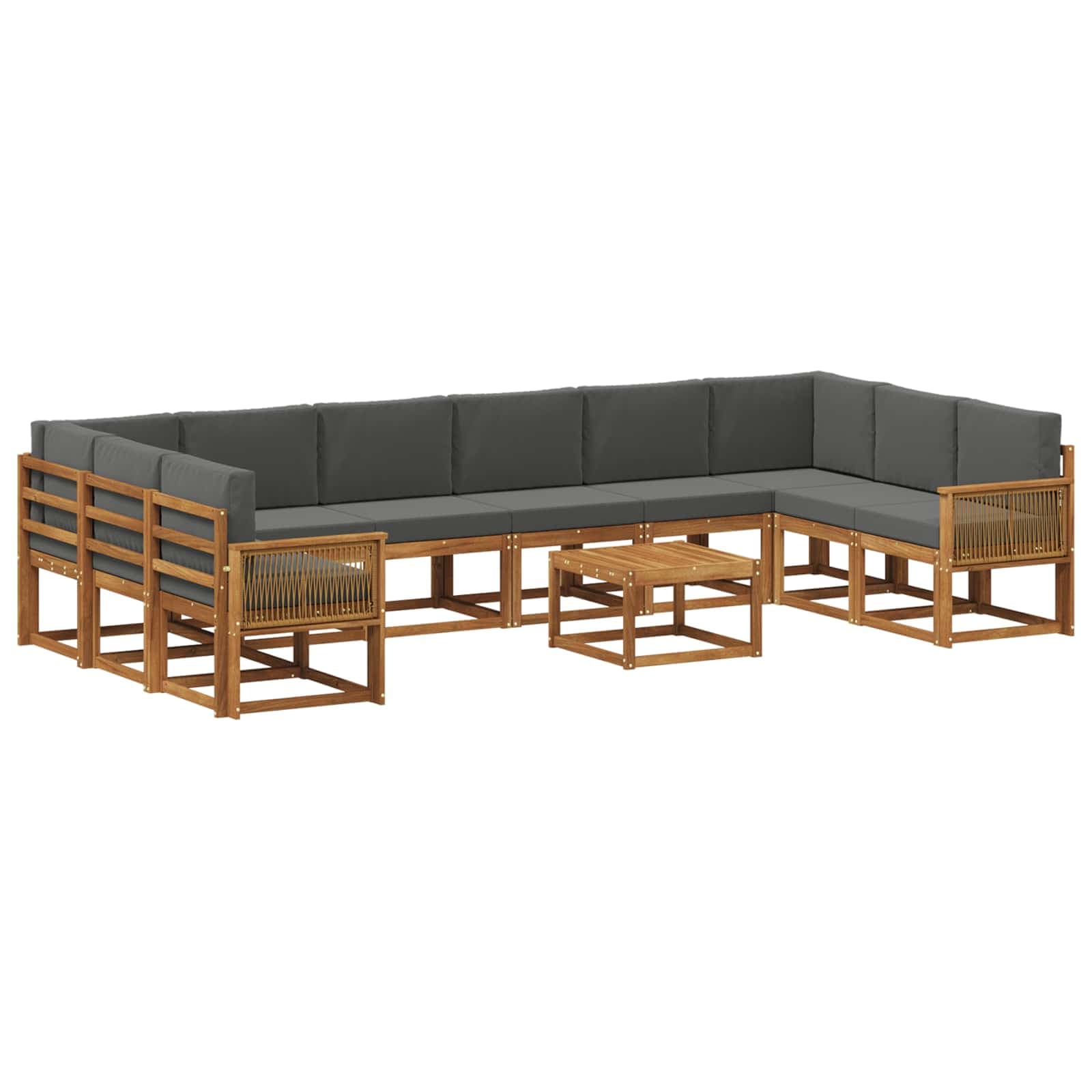 vidaXL Conjunto de Sofás para Exterior 11 pcs Natural e Antracite