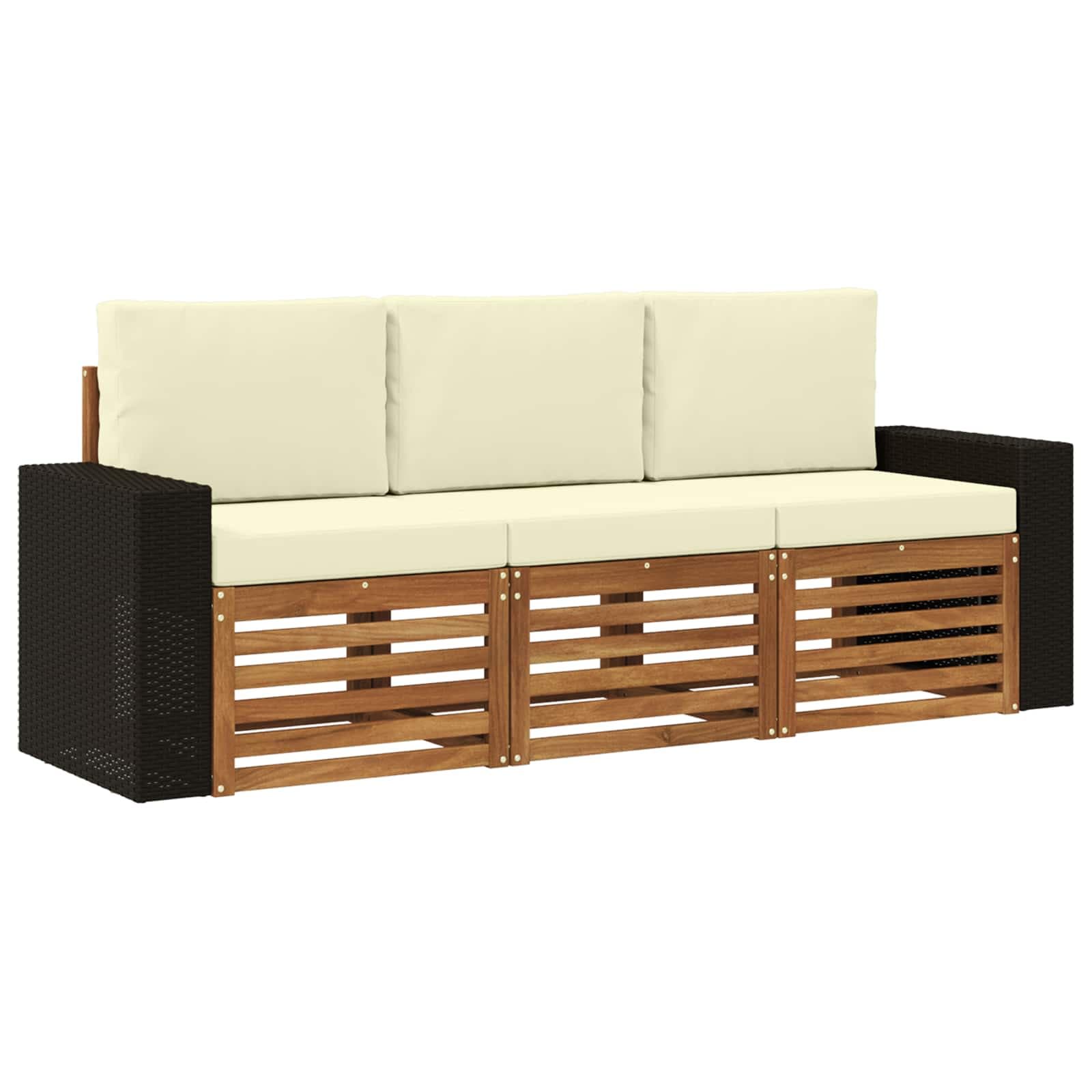 vidaXL Conjuntos de sofás com almofada 3 pcs Madeira Sólida de Acácia