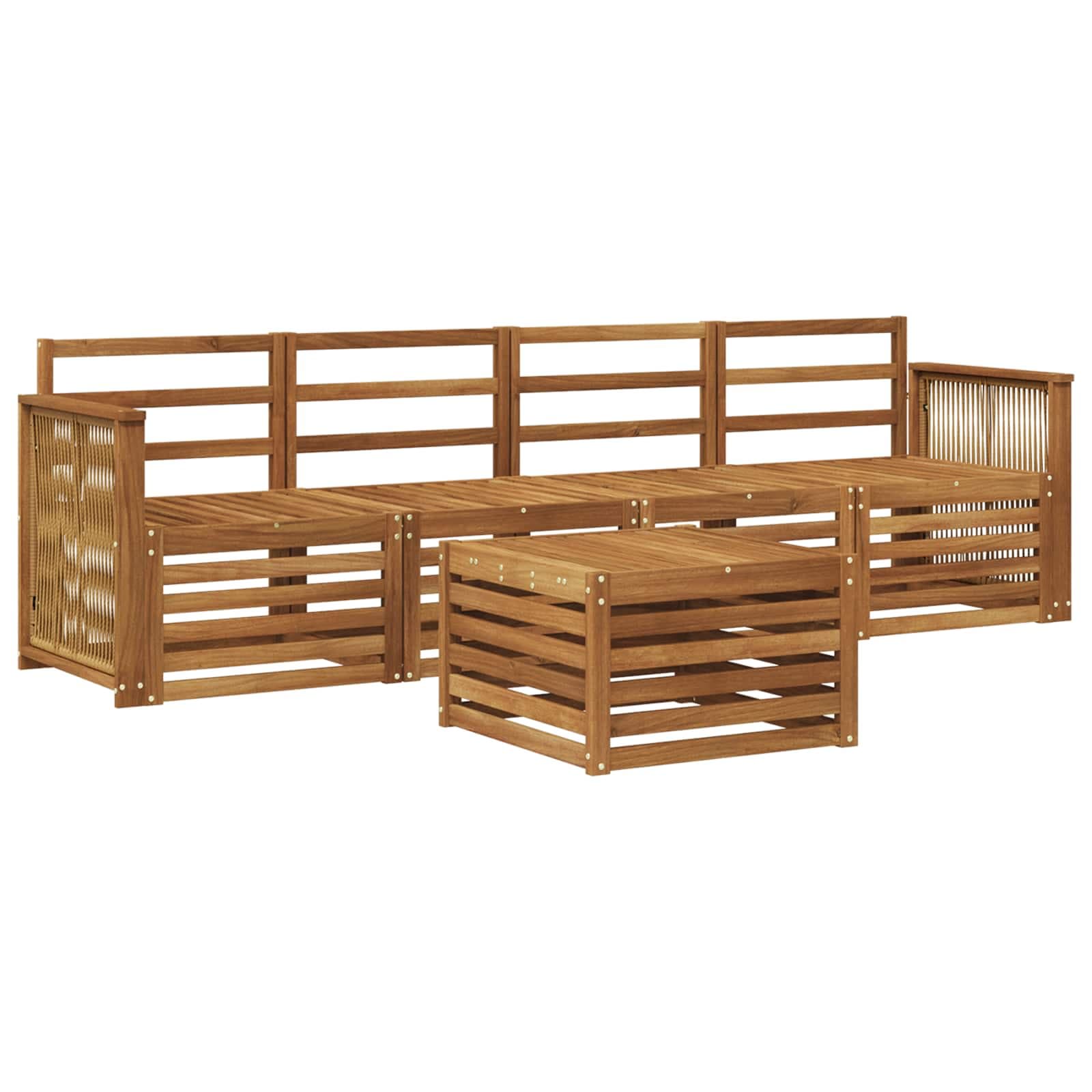 vidaXL Conjunto de Sofás para Exterior 5 pcs Natural