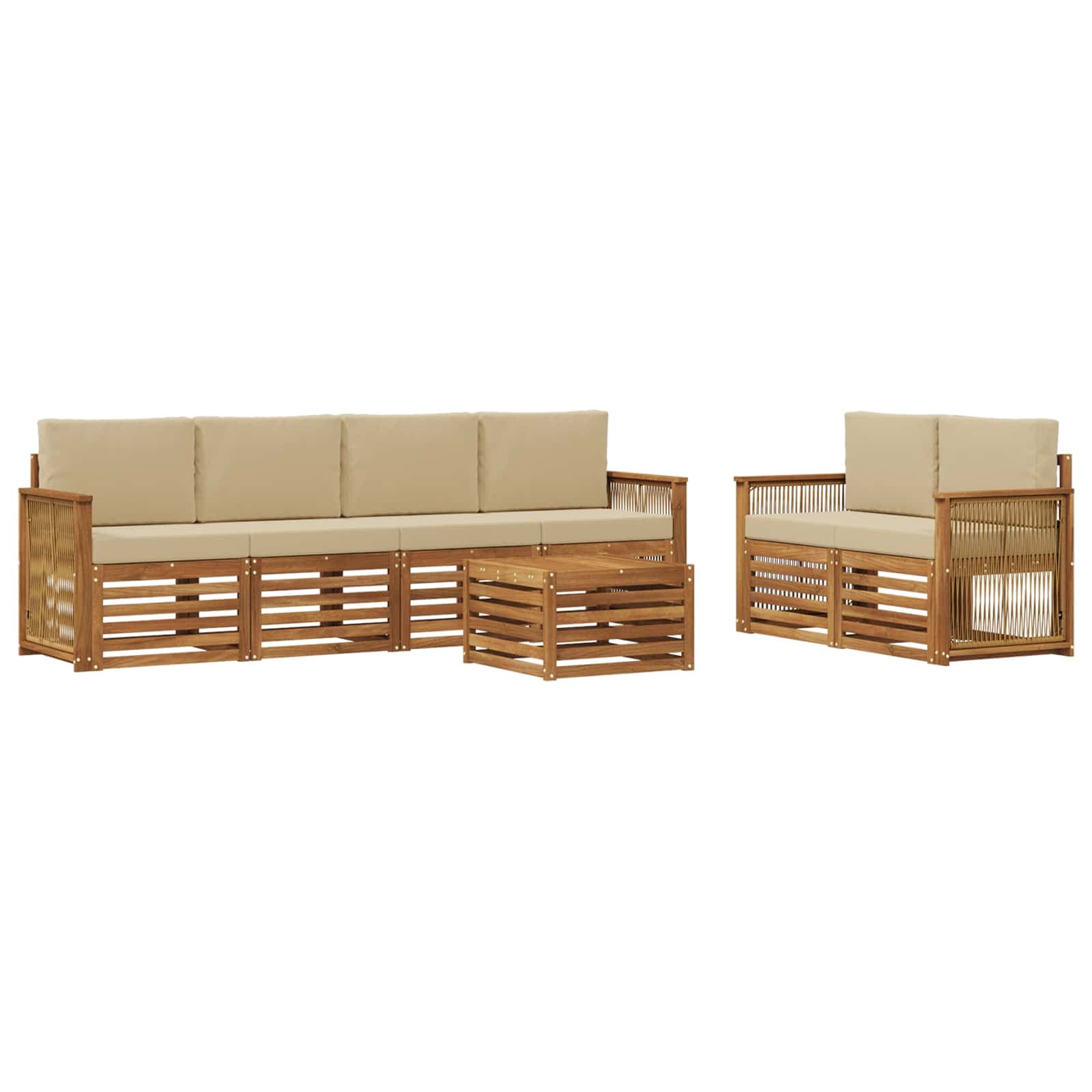 vidaXL Conjunto de Sofás para Exterior 7 pcs Natural e Bege