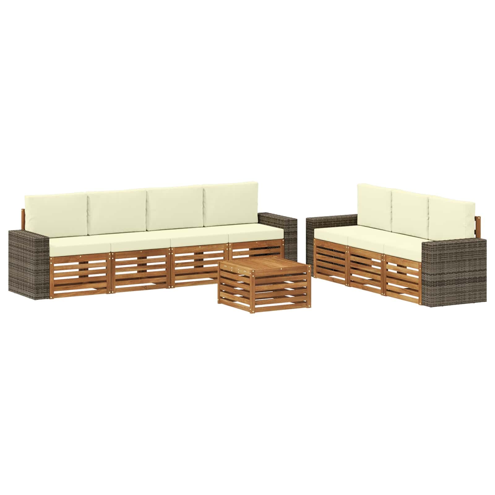 vidaXL Conjuntos de sofás com almofada 8 pcs Madeira Sólida de Acácia